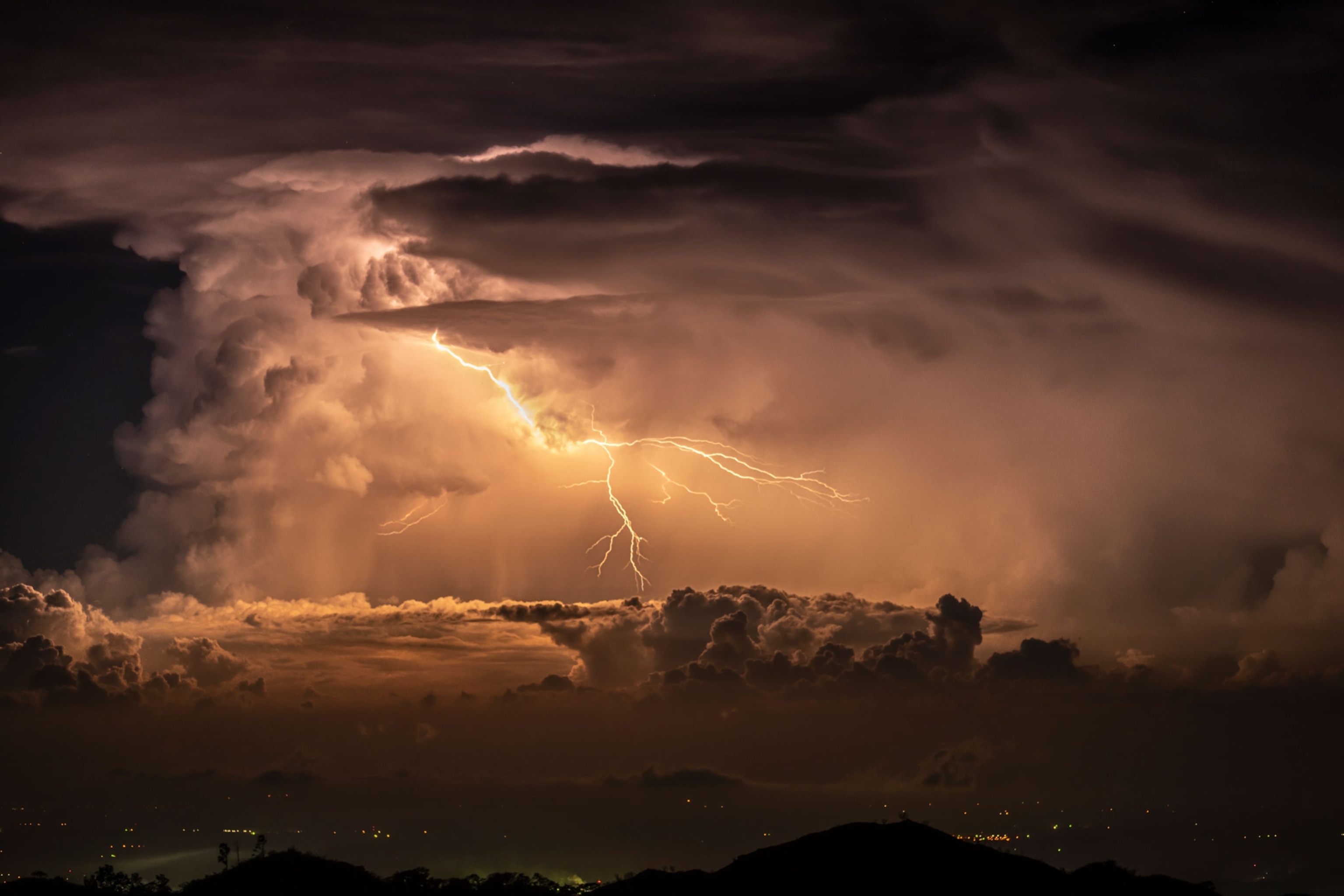 lighting flashes during a tropical storm
