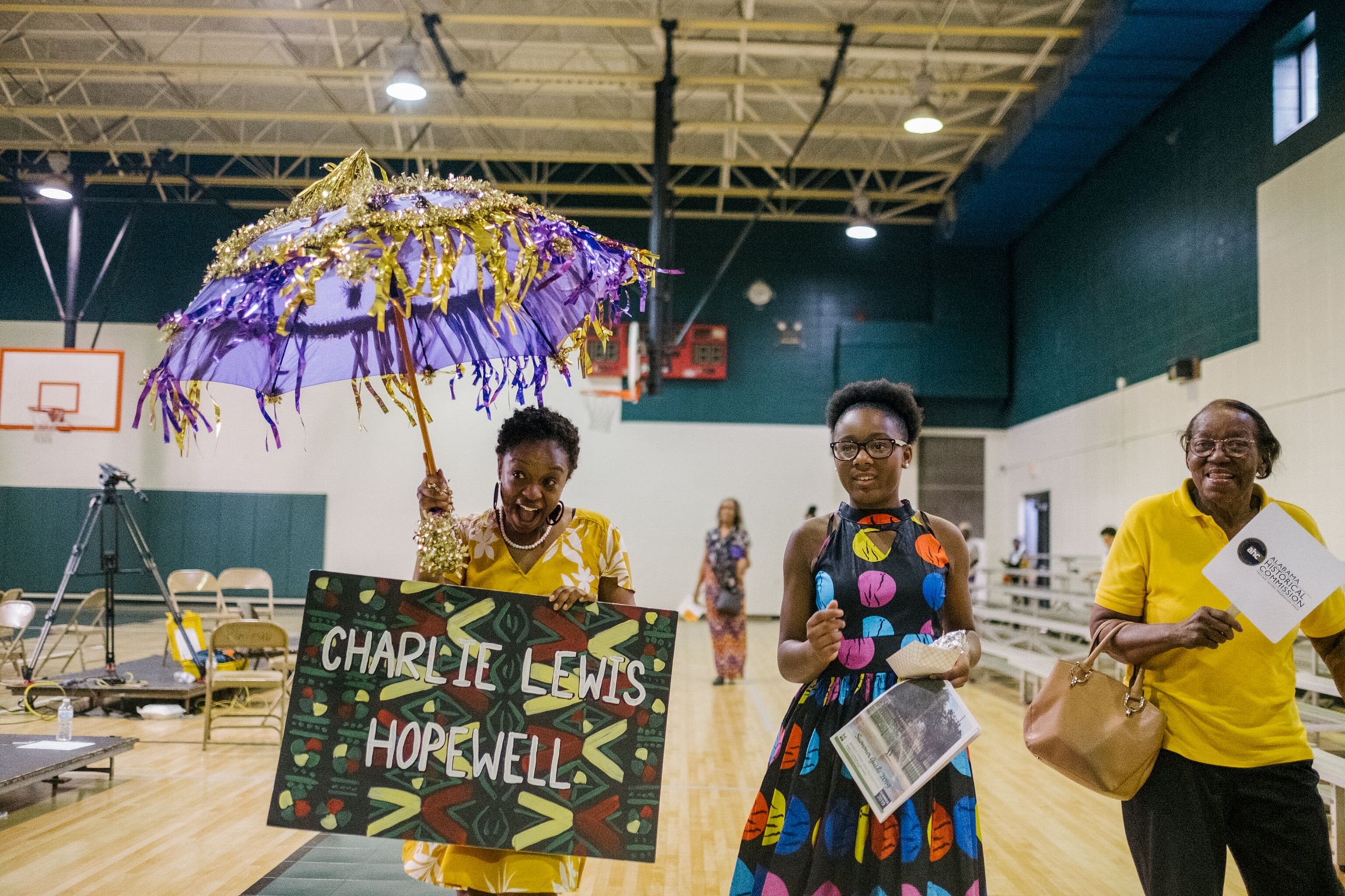 people at a meeting about the Clotilda slave ship in Africatown, Alabama