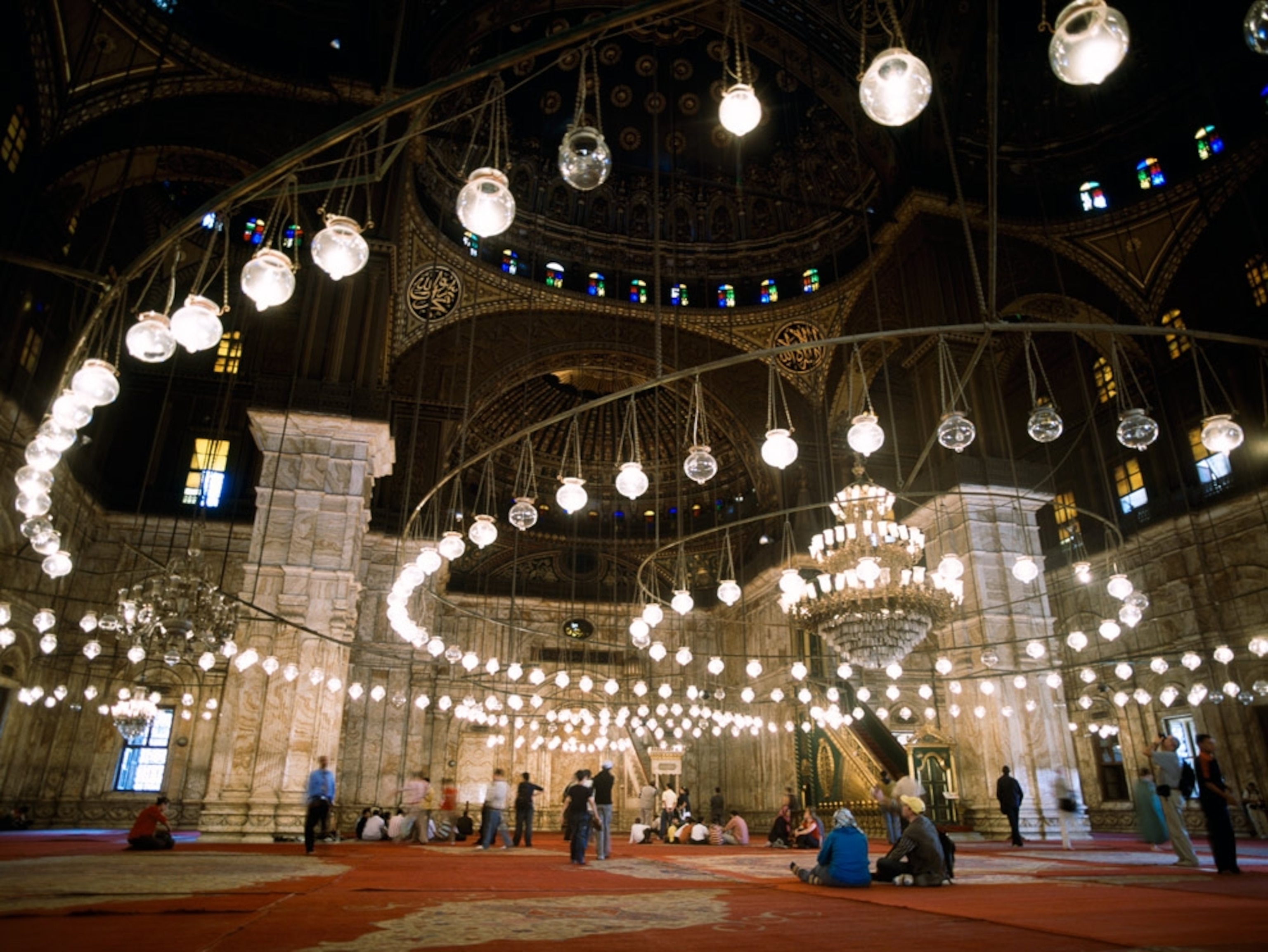 People inside a large mosque