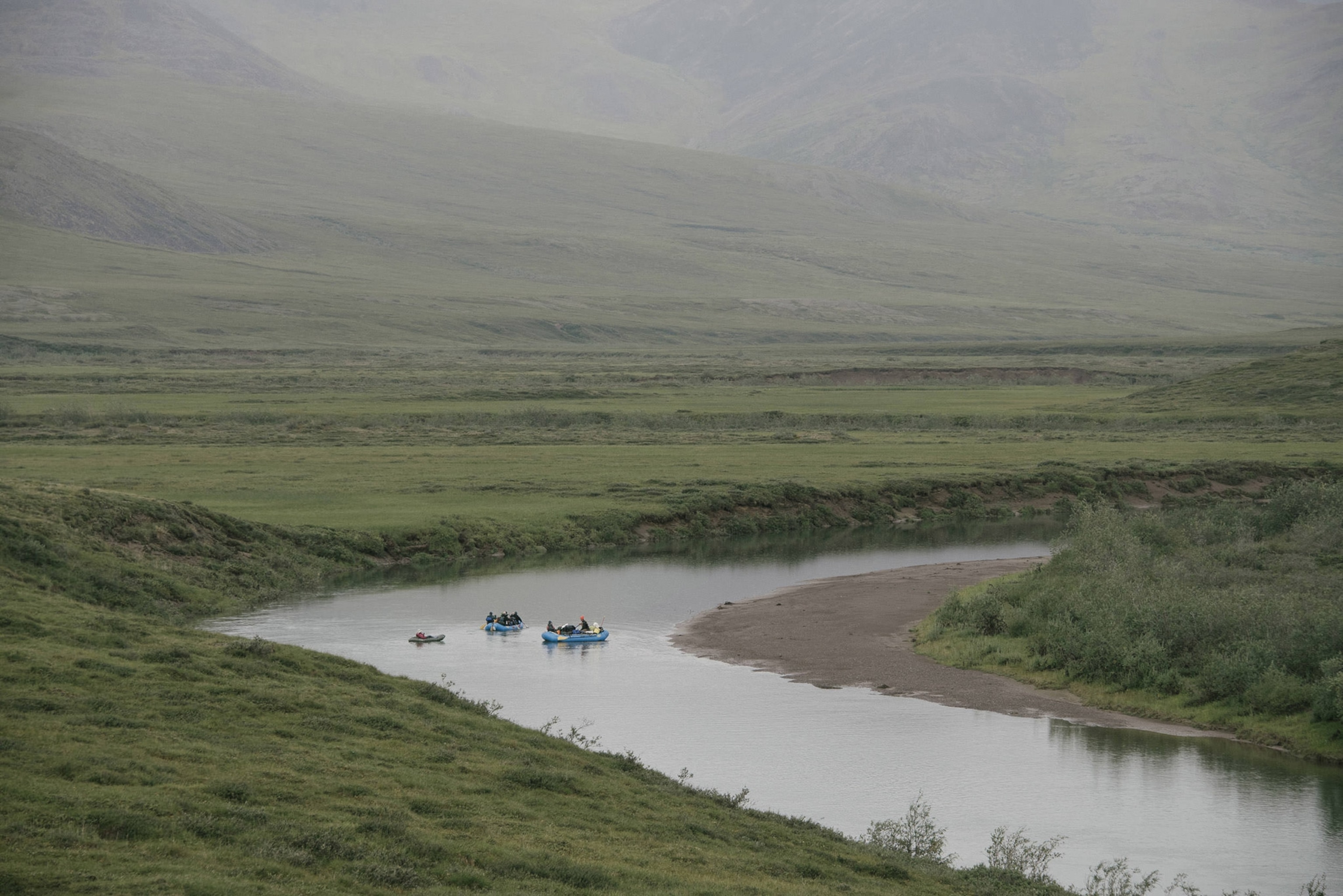 a rafting expedition floating down the Nigu River in Gates of the Arctic National Park