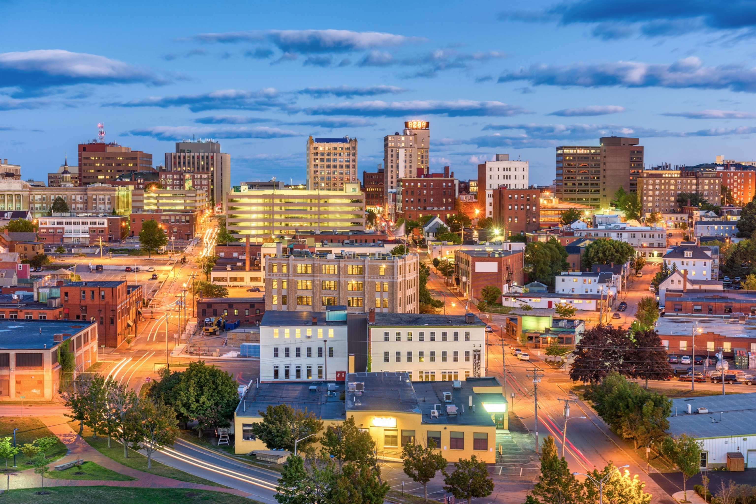 downtown cityscape in Portland, Maine