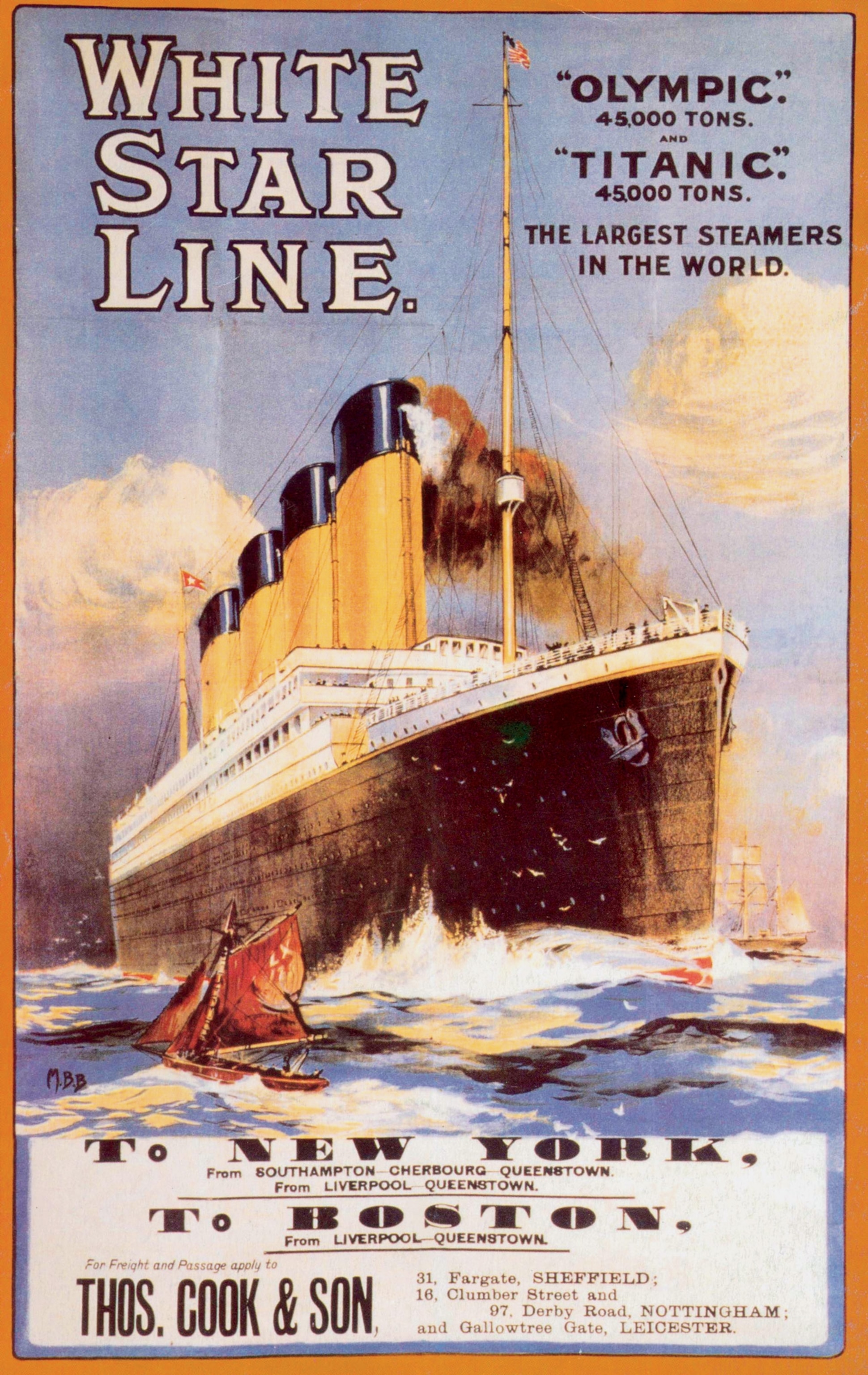 Vintage ad for travel with large ship at sea