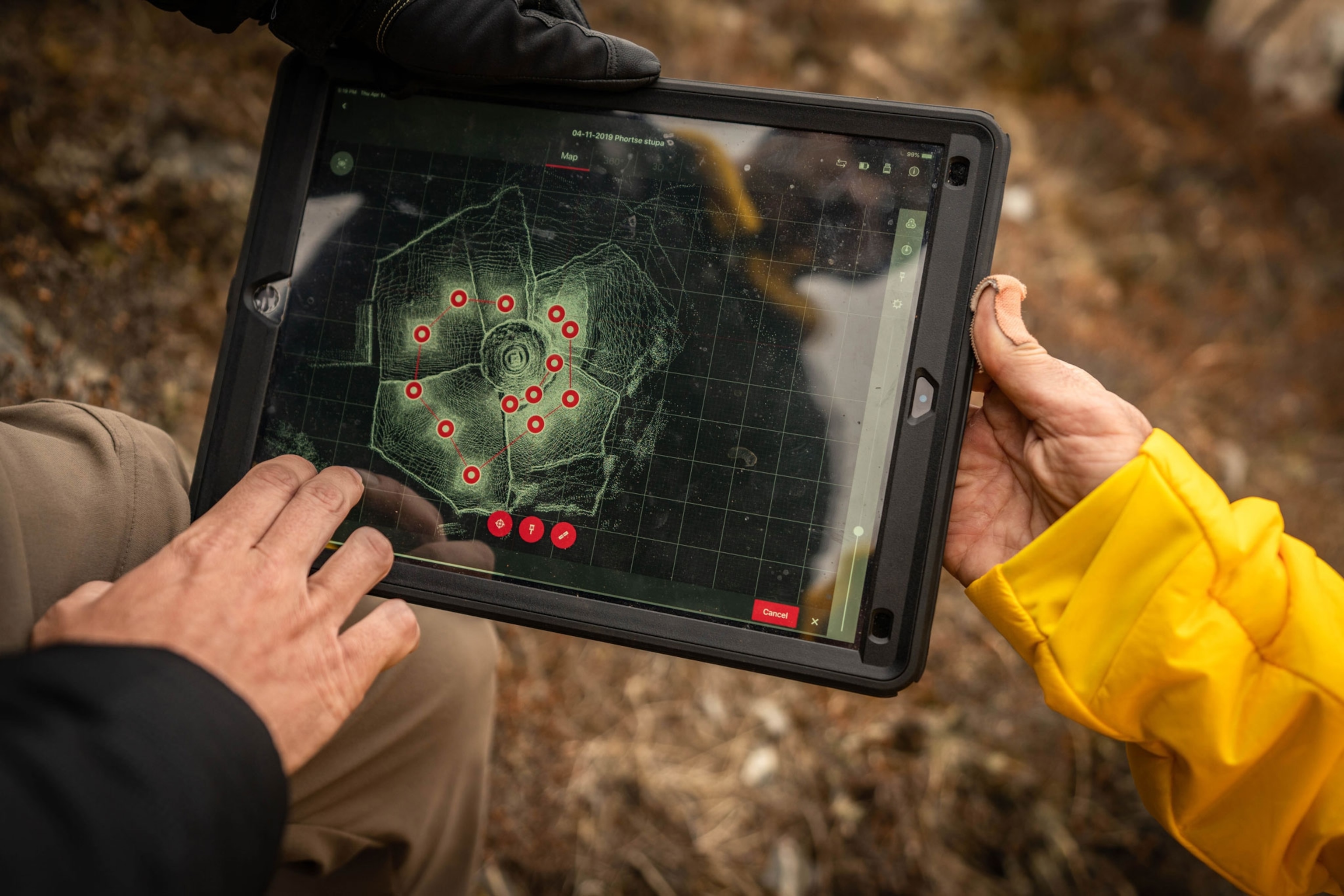 Alex tate working with lidar on everest in 2019