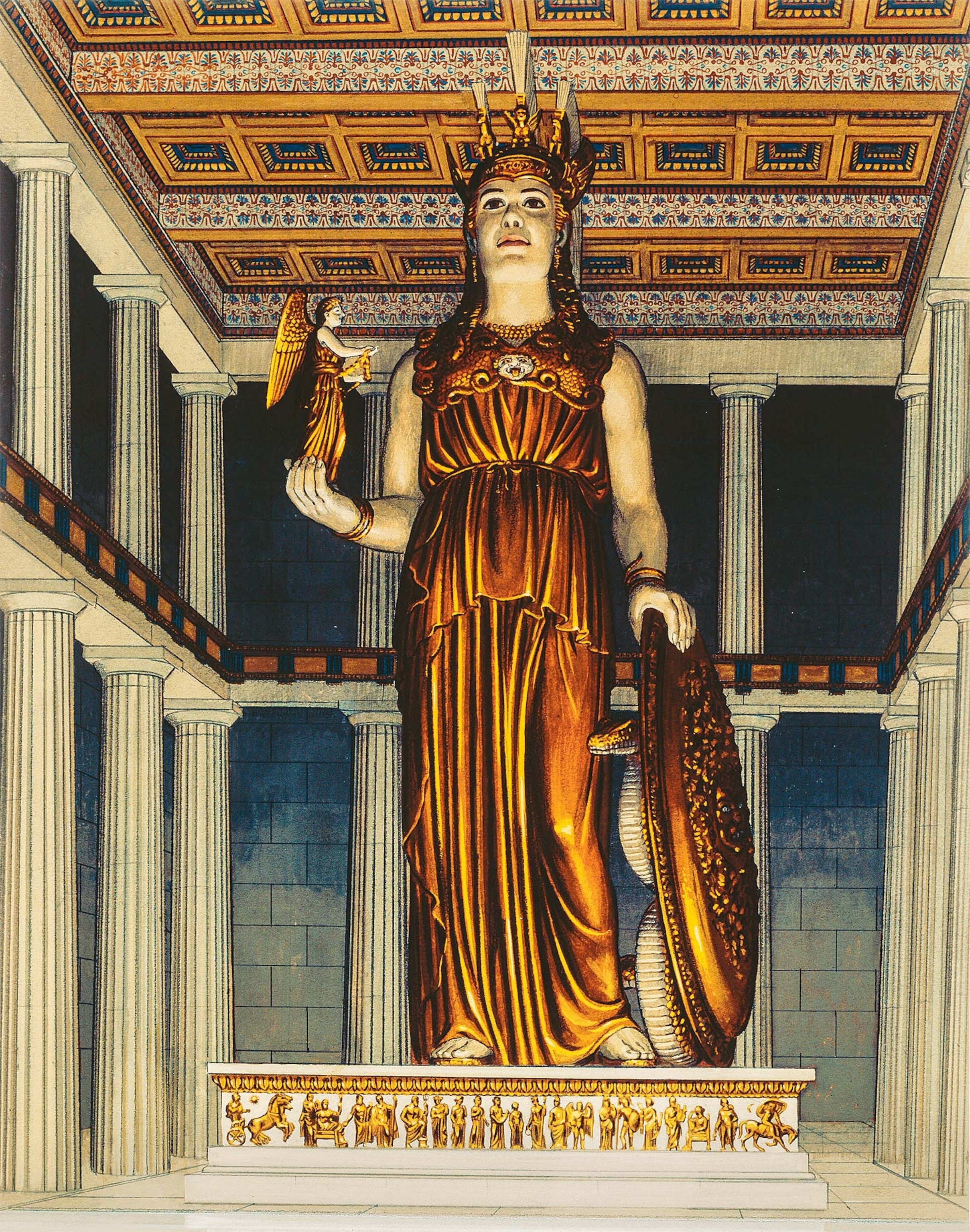 The statue of Athena Parthenos was another chryselephantine work by Phidias