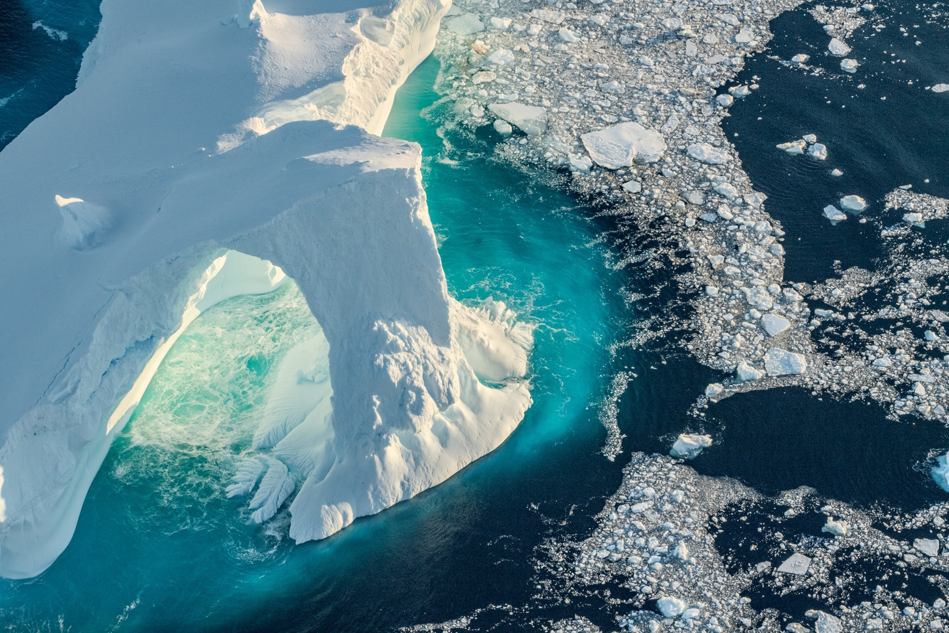 layers of icebergs in a seascape
