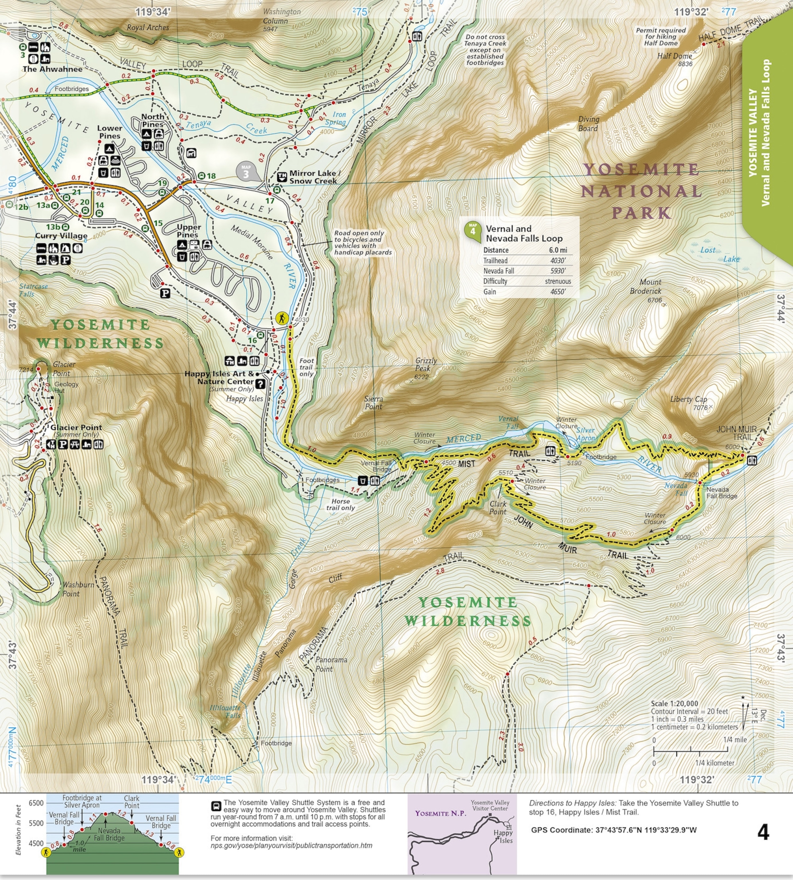 Yosemite day hike map spread