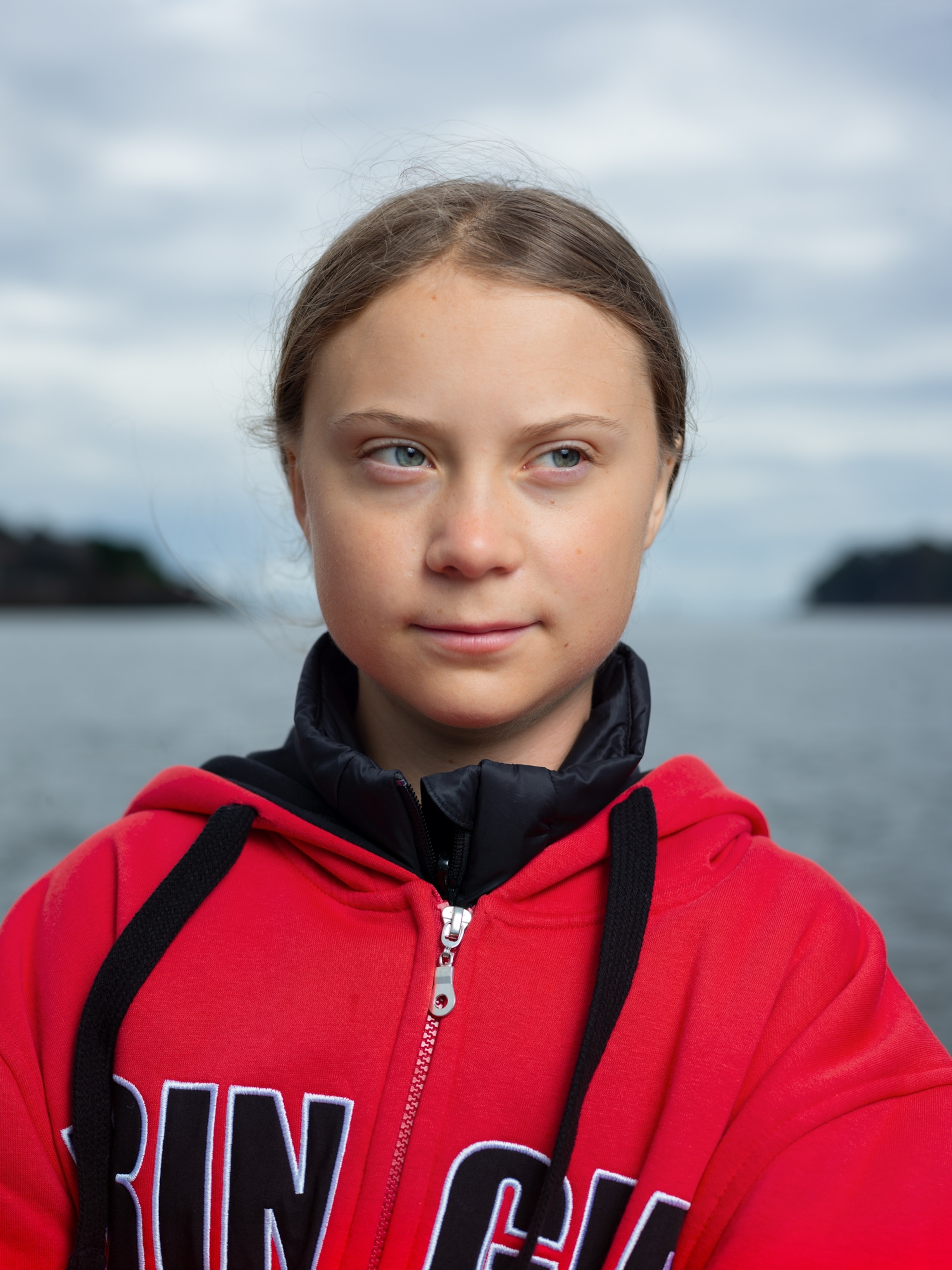 Picture of a girl in red sweatshirt.