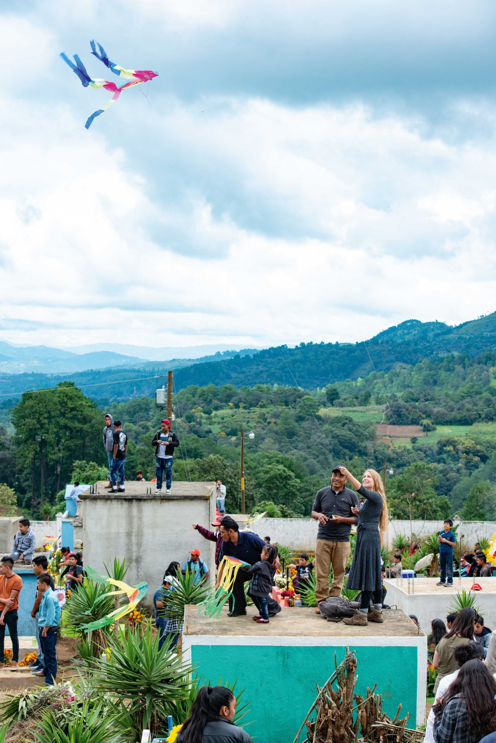 Kites are flown in the main cemetery of Santiago Sacatepéquez on 1 November.