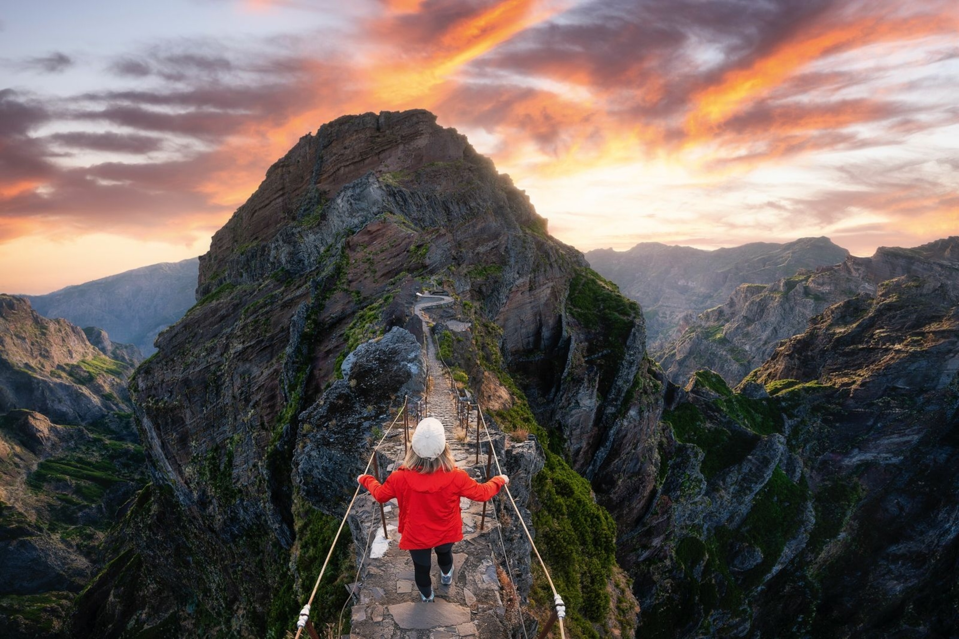 Hiking Pico Ruivo, amid Madeira’s rugged volcanic landscapes.