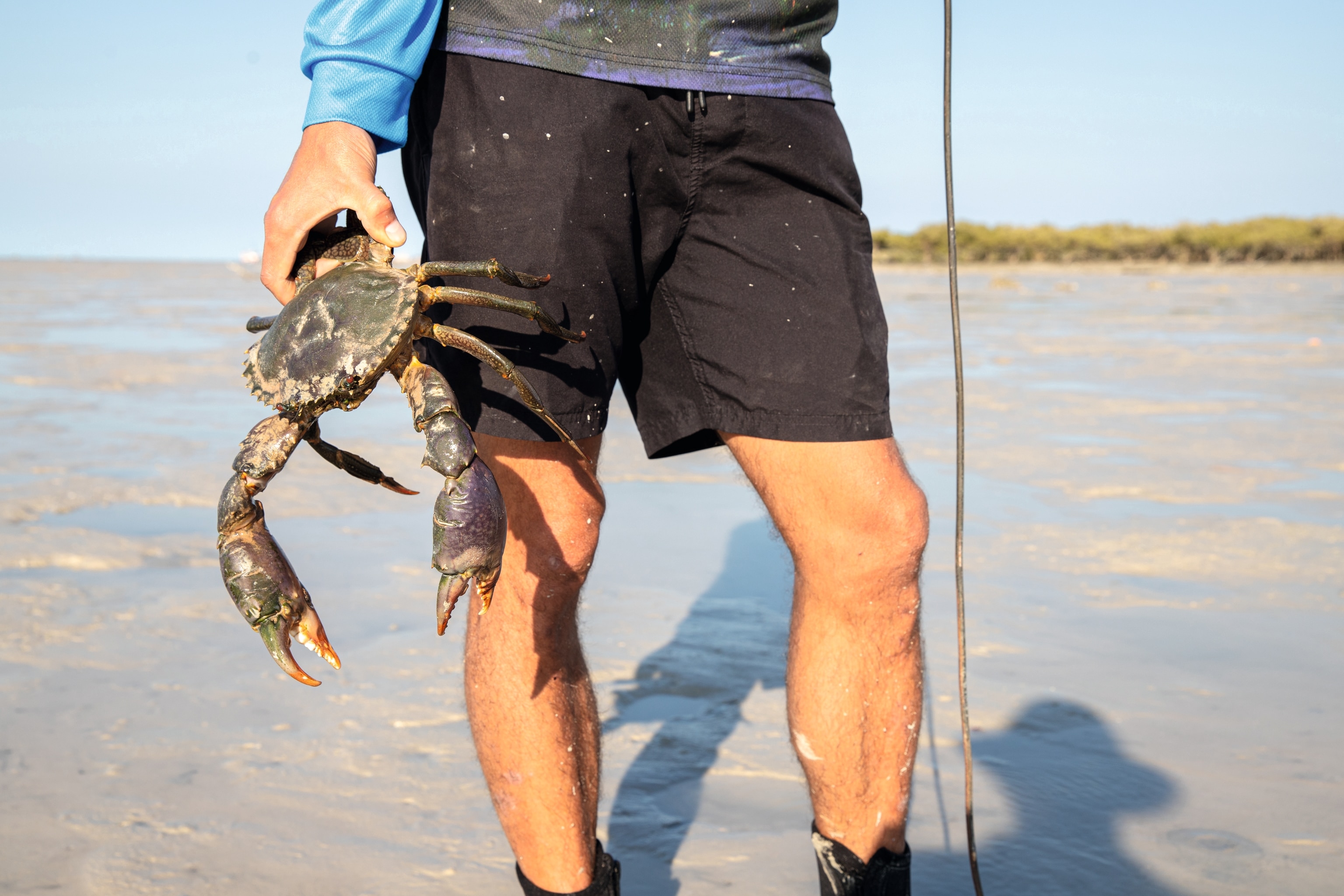 man holding a crab