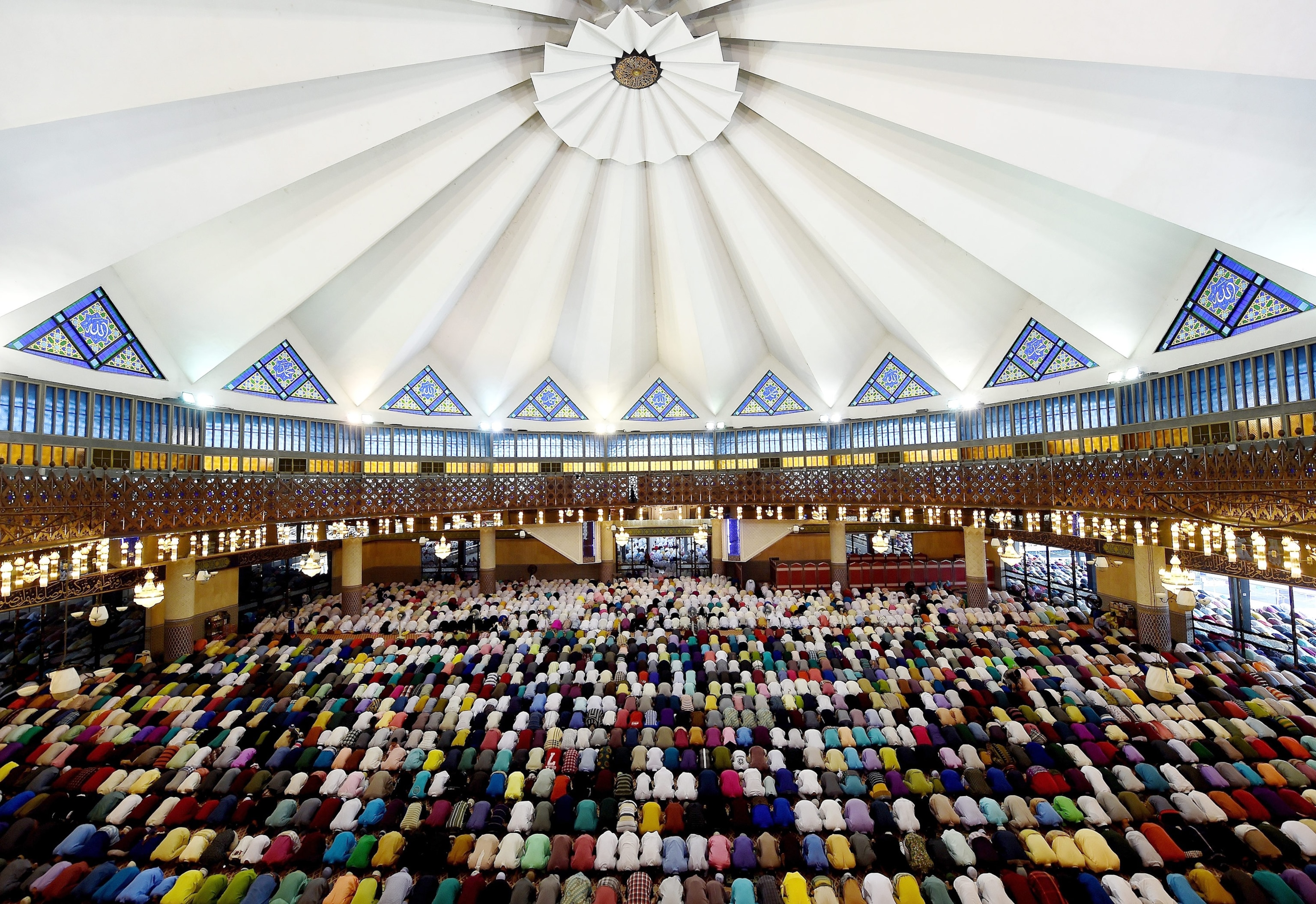 prayers at National Mosque of Malaysia in Kuala Lumpur, Malaysia