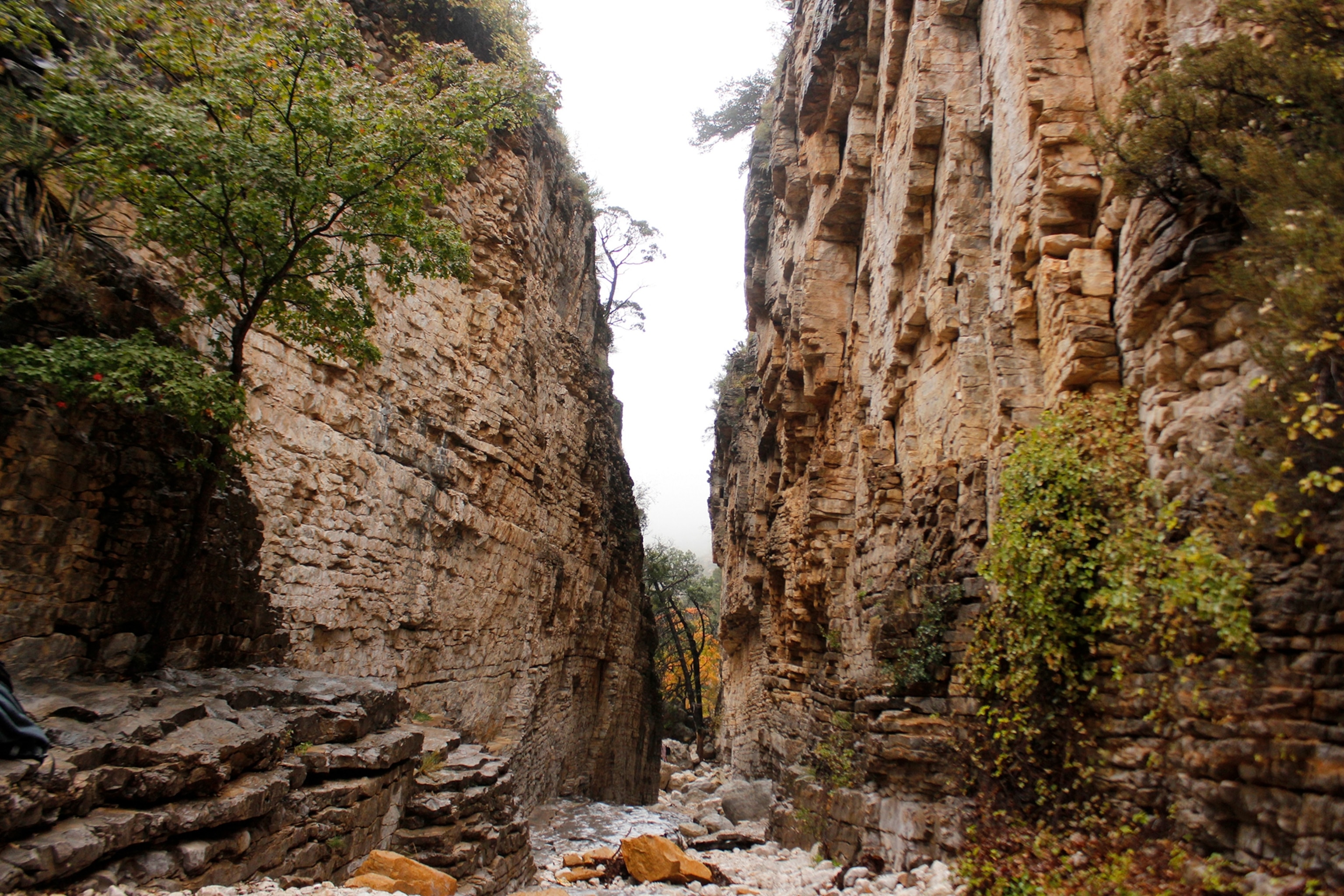 Canyons form a 'hallway' on the Devil's Hall hiking trail in Guadalupe Mountains National Park in Dell City, Texas.