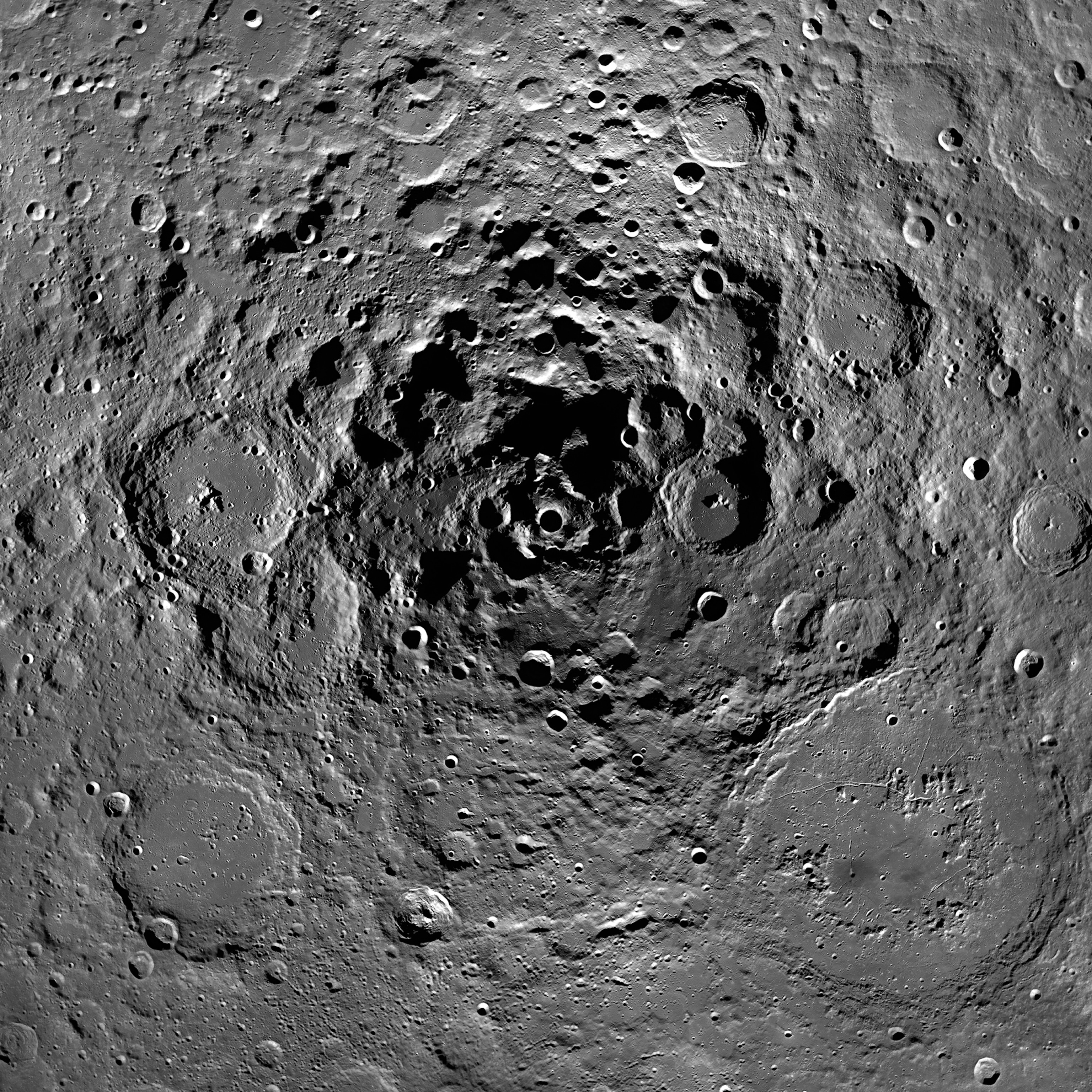Mosaic of the moon's south pole.