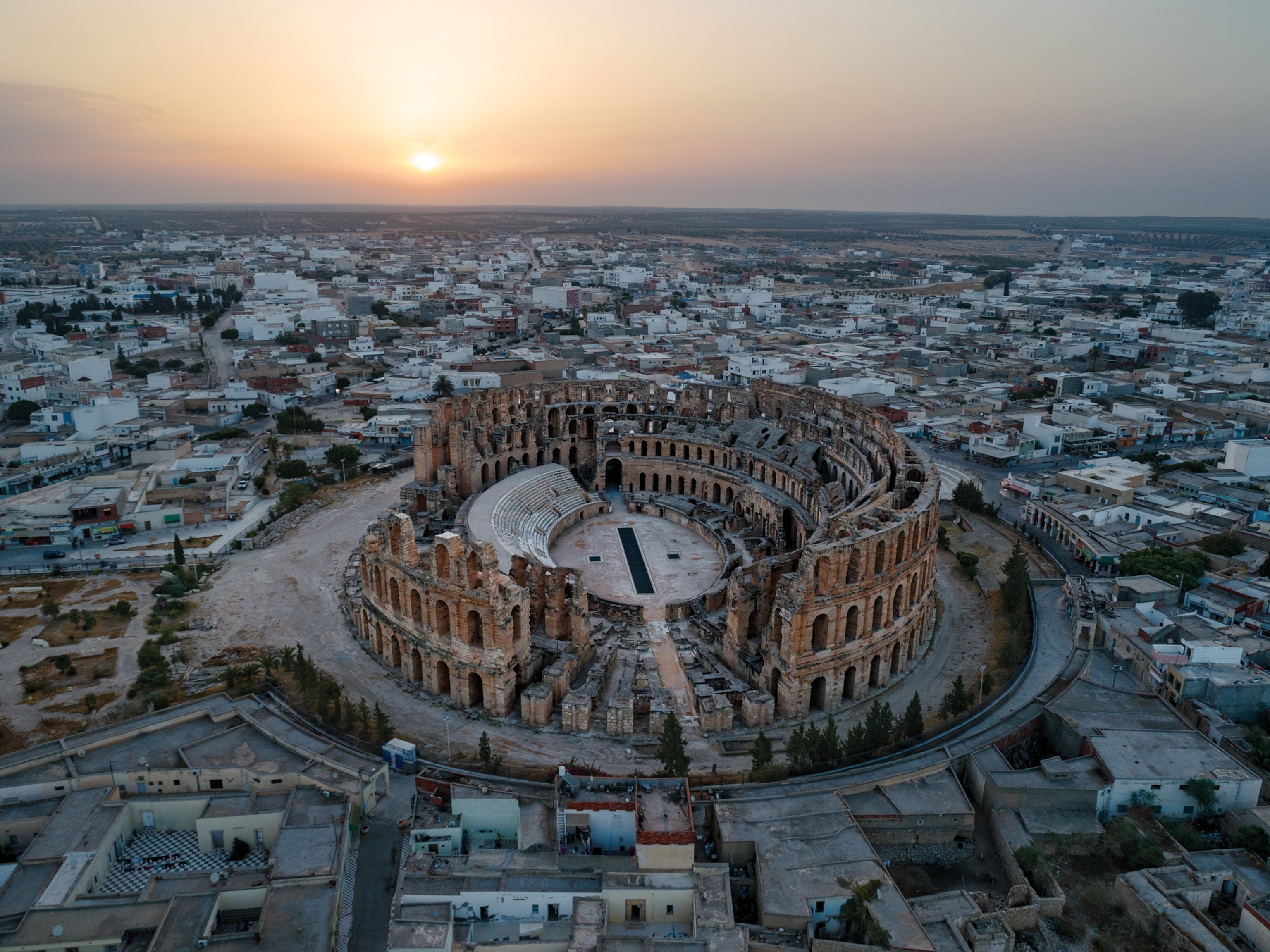 Picture of aerial view of Colosseum in Rome.