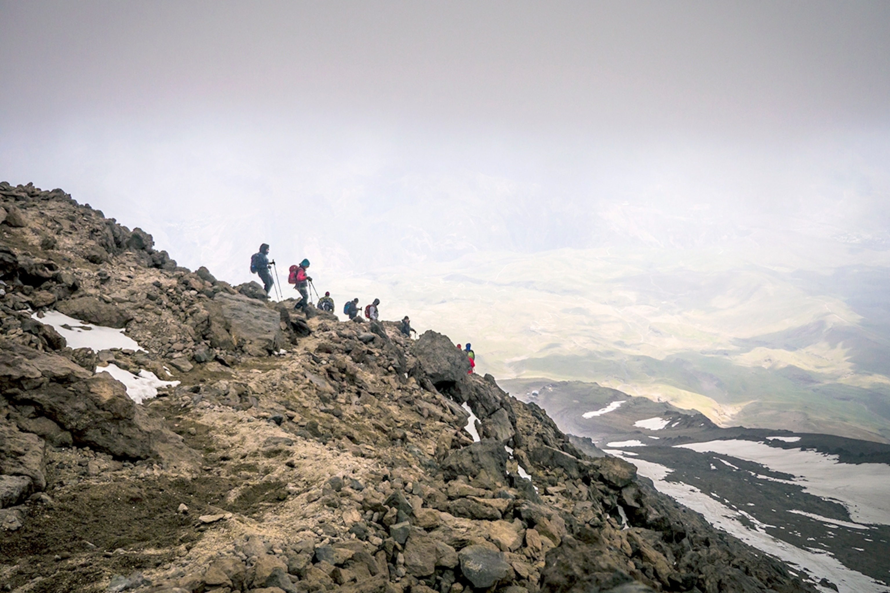 hikers on Mount Damavand in Iran