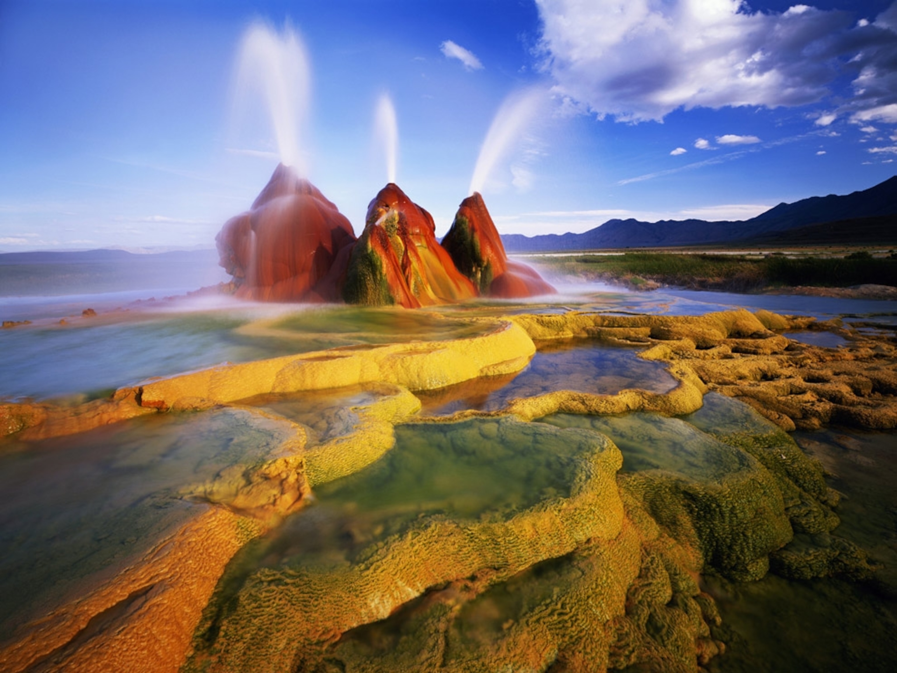 Geysers and mineral pools of Nevada's Black Rock Desert