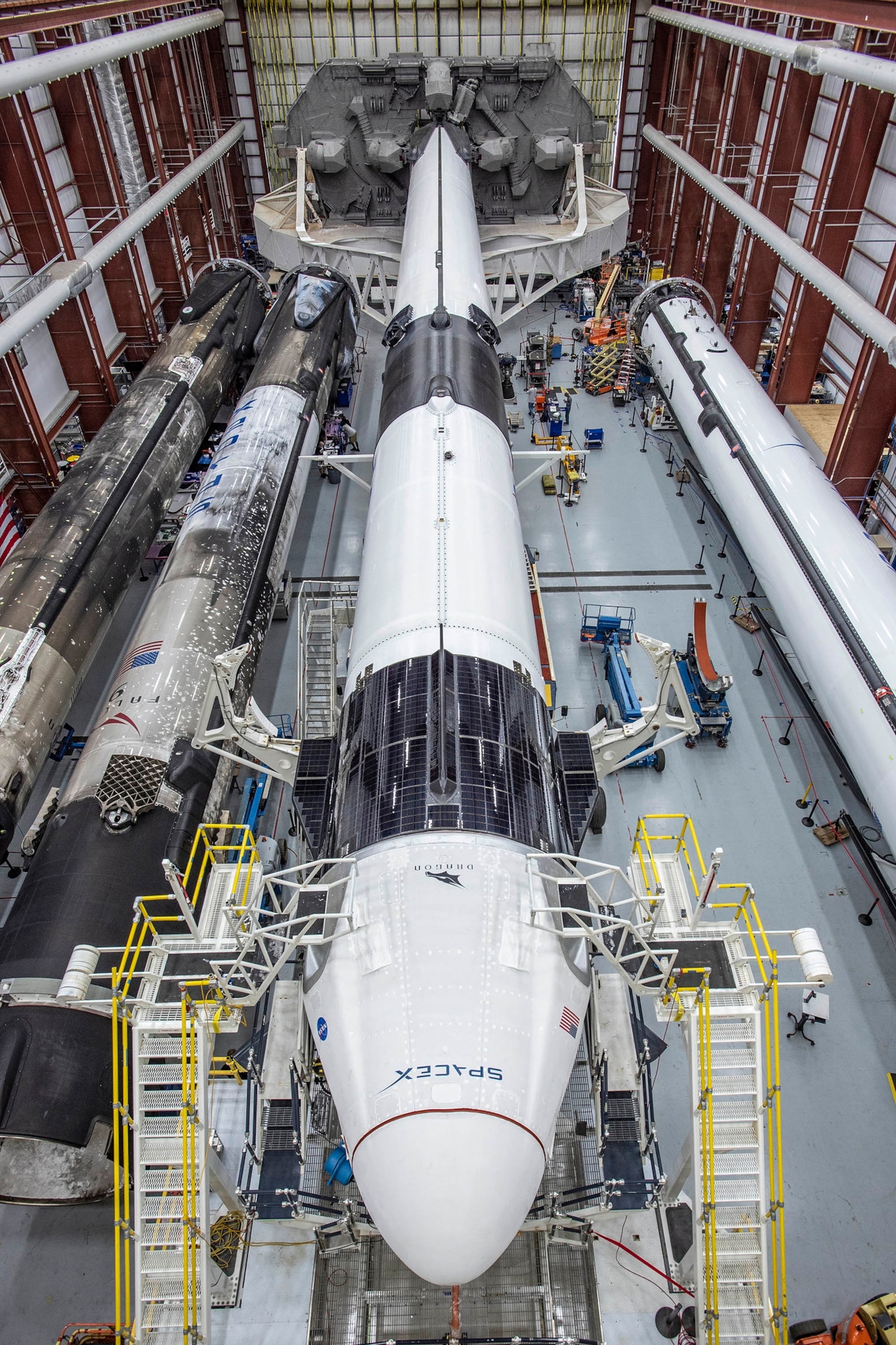 rocket in hangar.