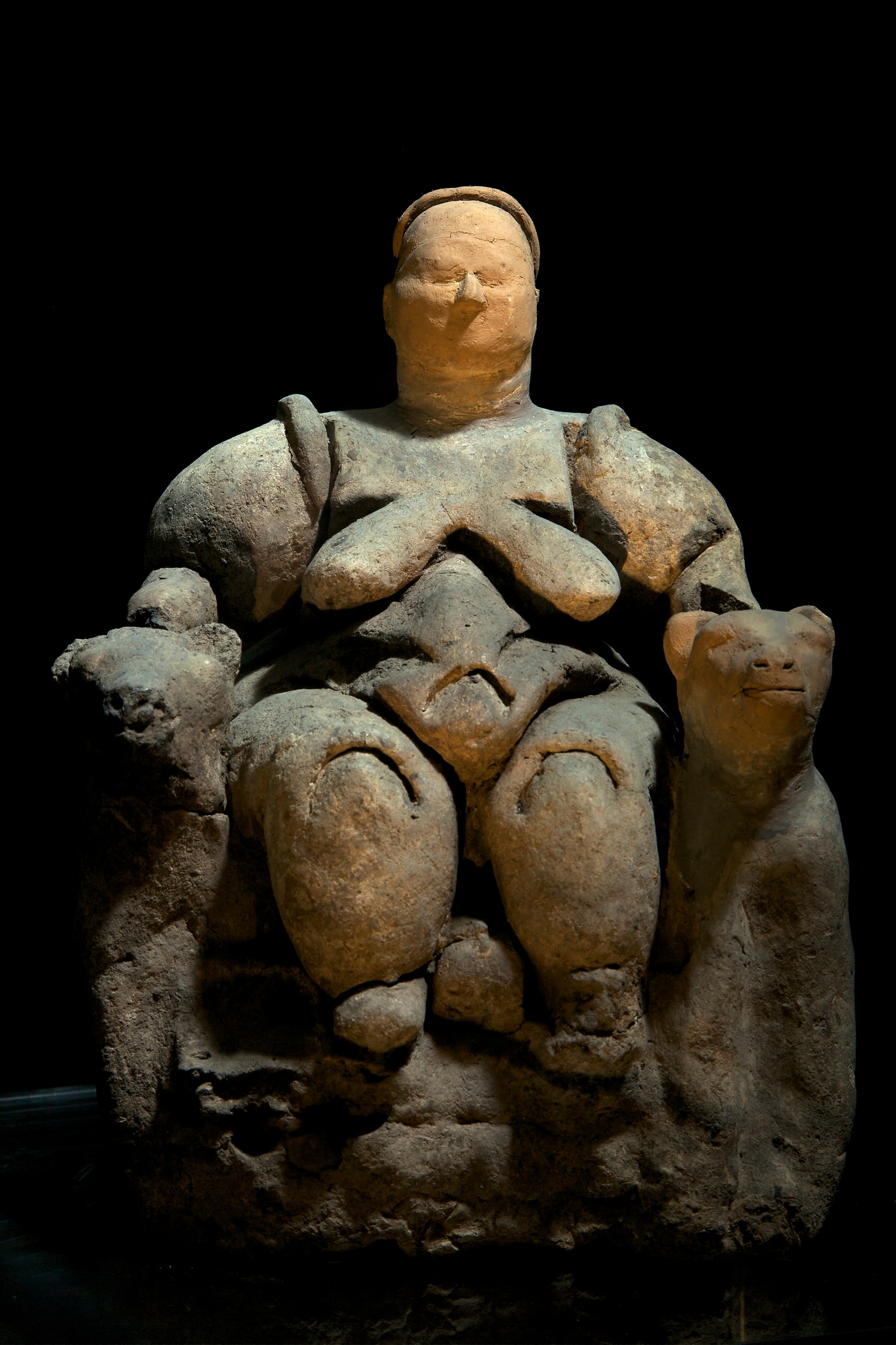 Kybele mother-goddess sculpture found at Catalhoyuk in Turkey