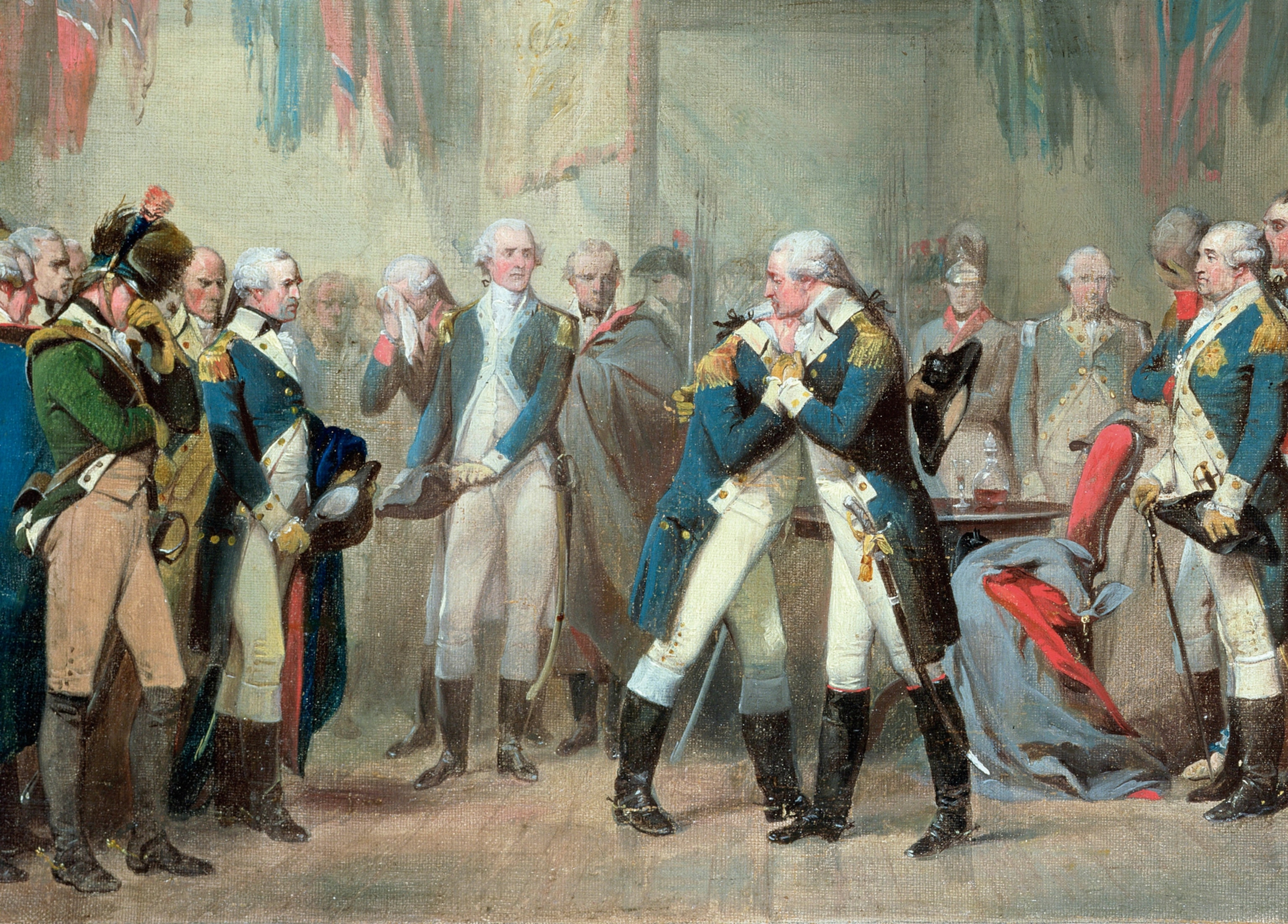 Washington’s farewell to his closest officers in 1783 at Fraunces Tavern, New York