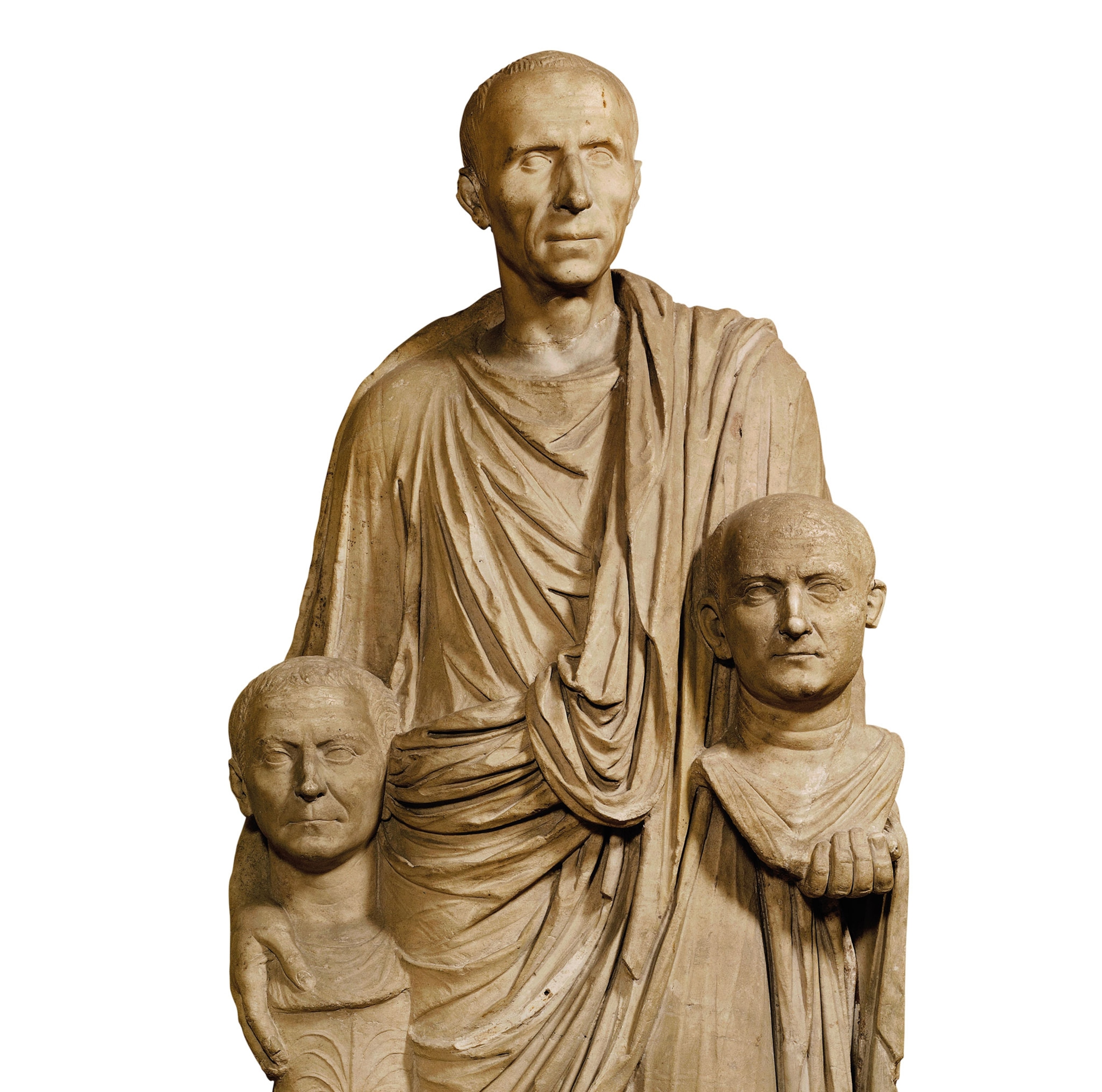 a first-century B.C. statue of a Roman nobleman bearing the heads of his ancestors