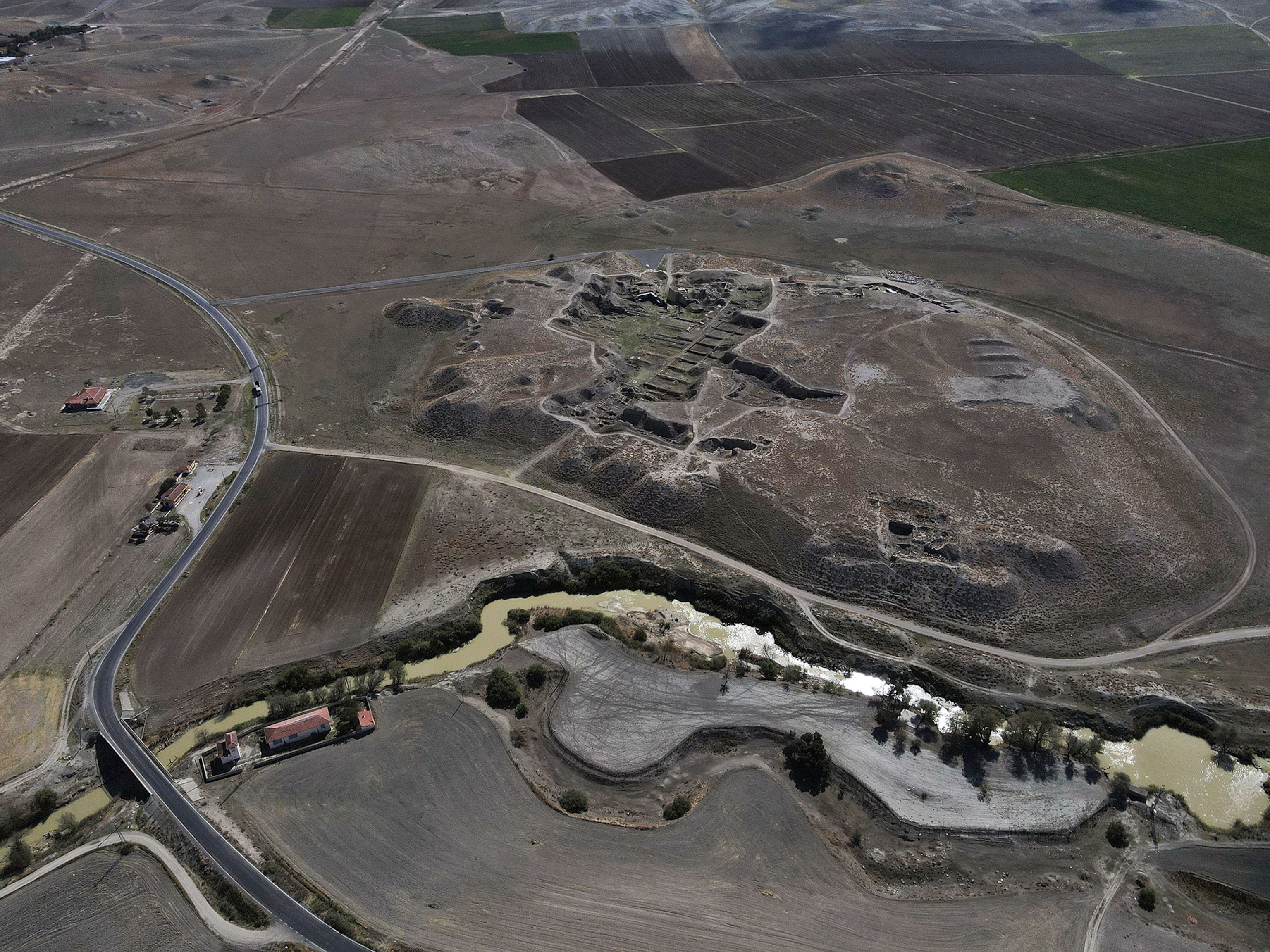 Aerial photo shows the ancient city of Gordion.
