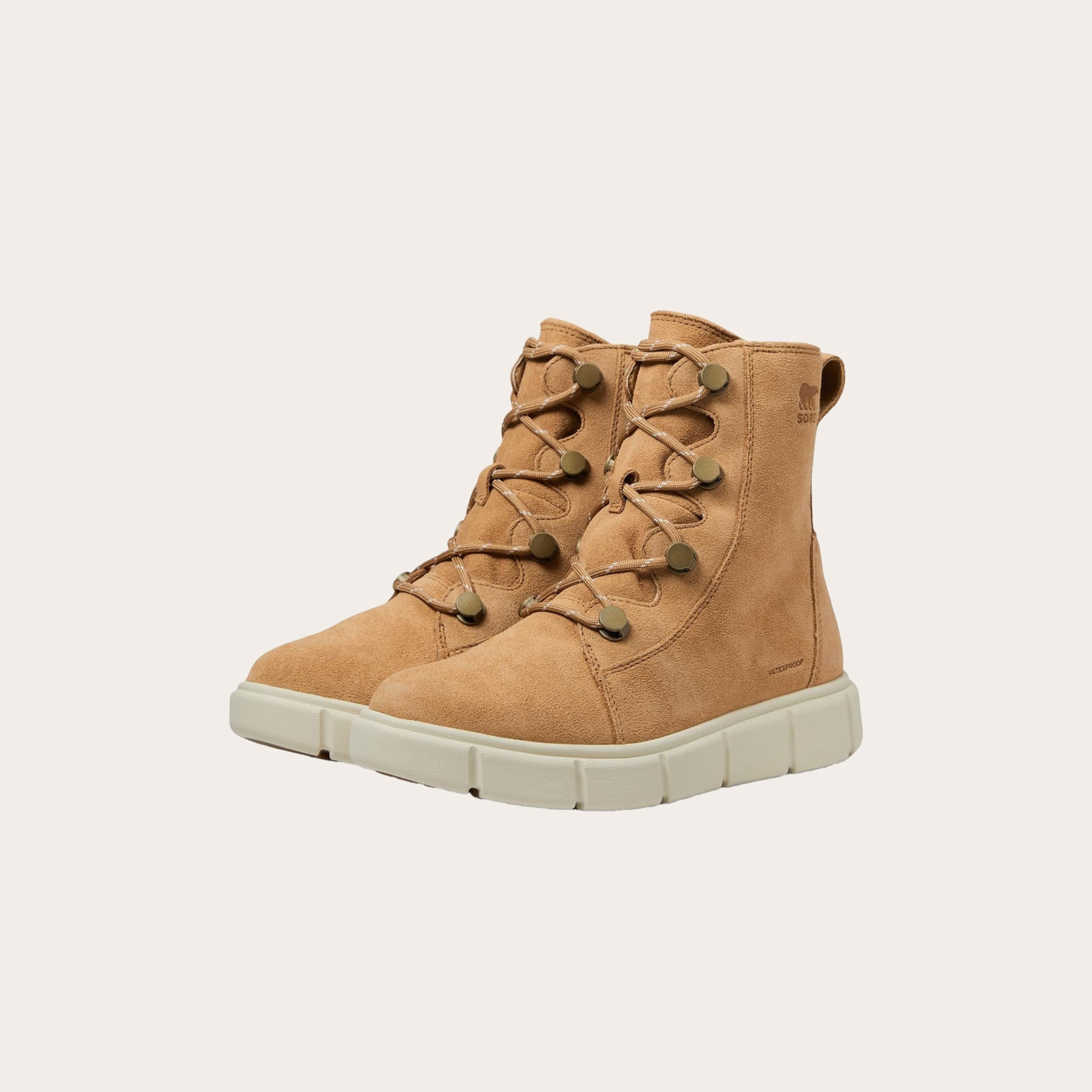 A pair of tan boots
