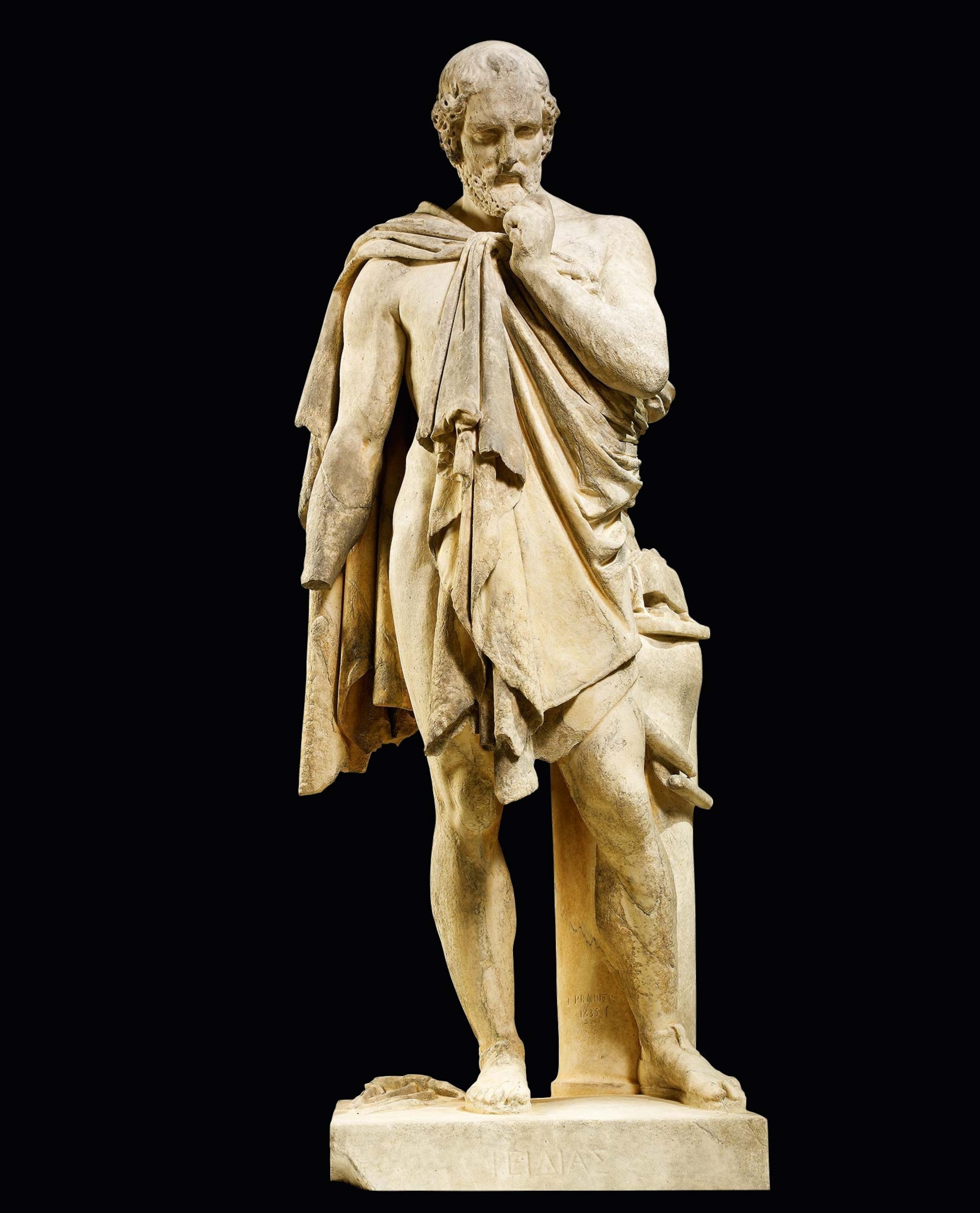 Phidias, the creator of the statue of Zeus, is portrayed in an 1827 sculpture by James Pradier.