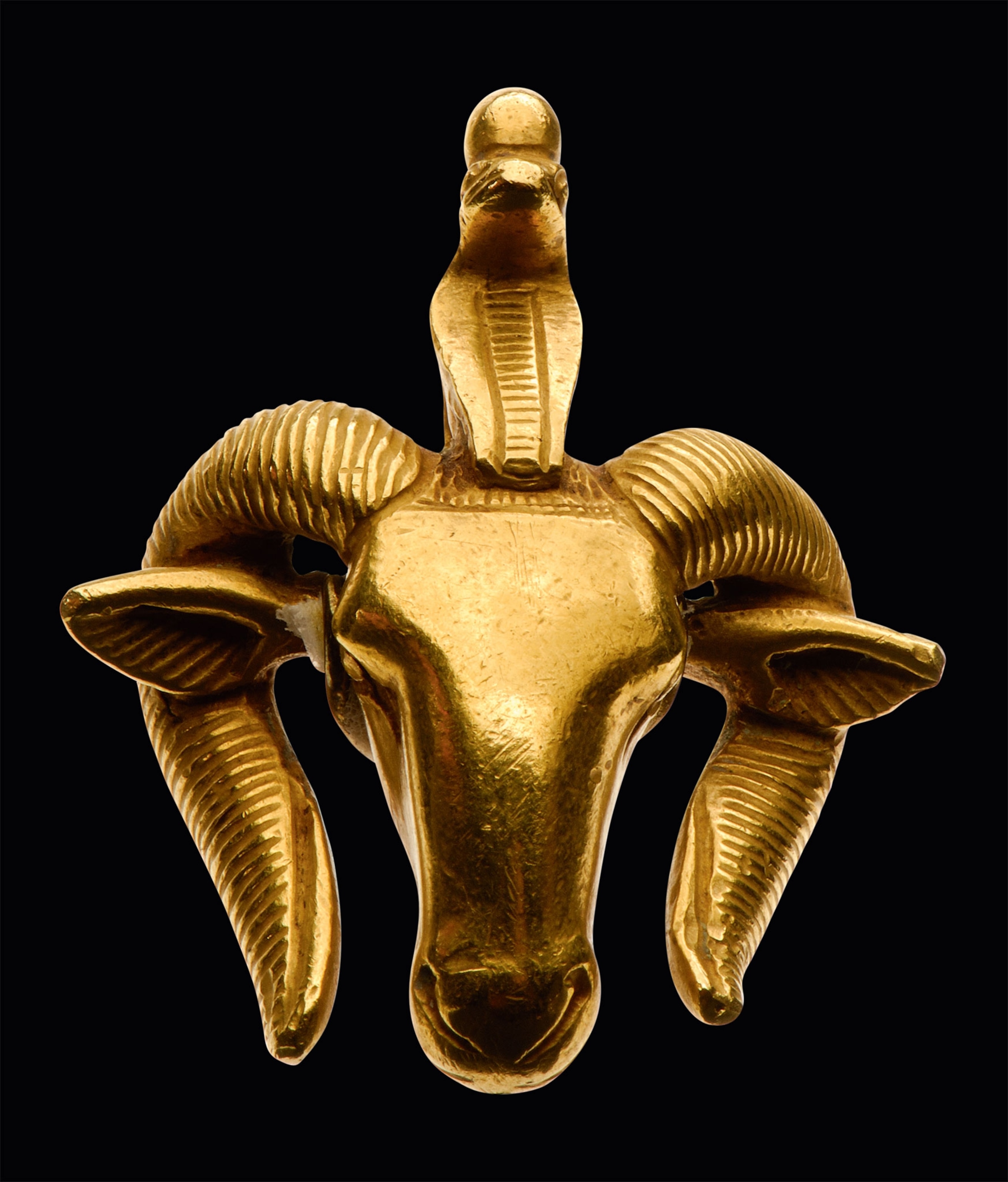A golden ram's head