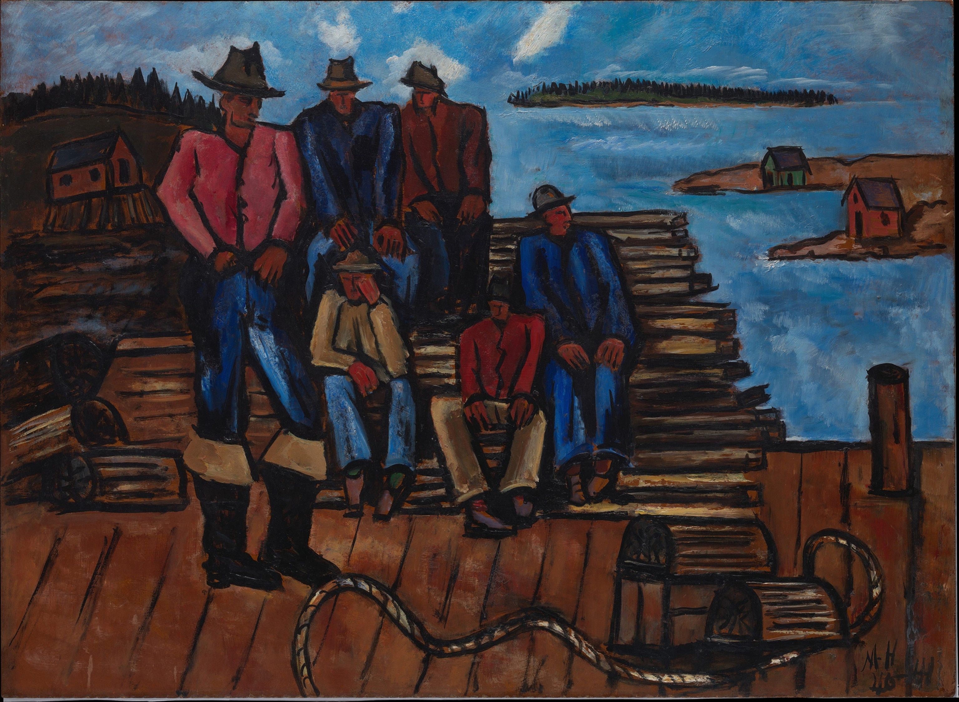 the painting Lobster Fishermen by Marsden Hartley