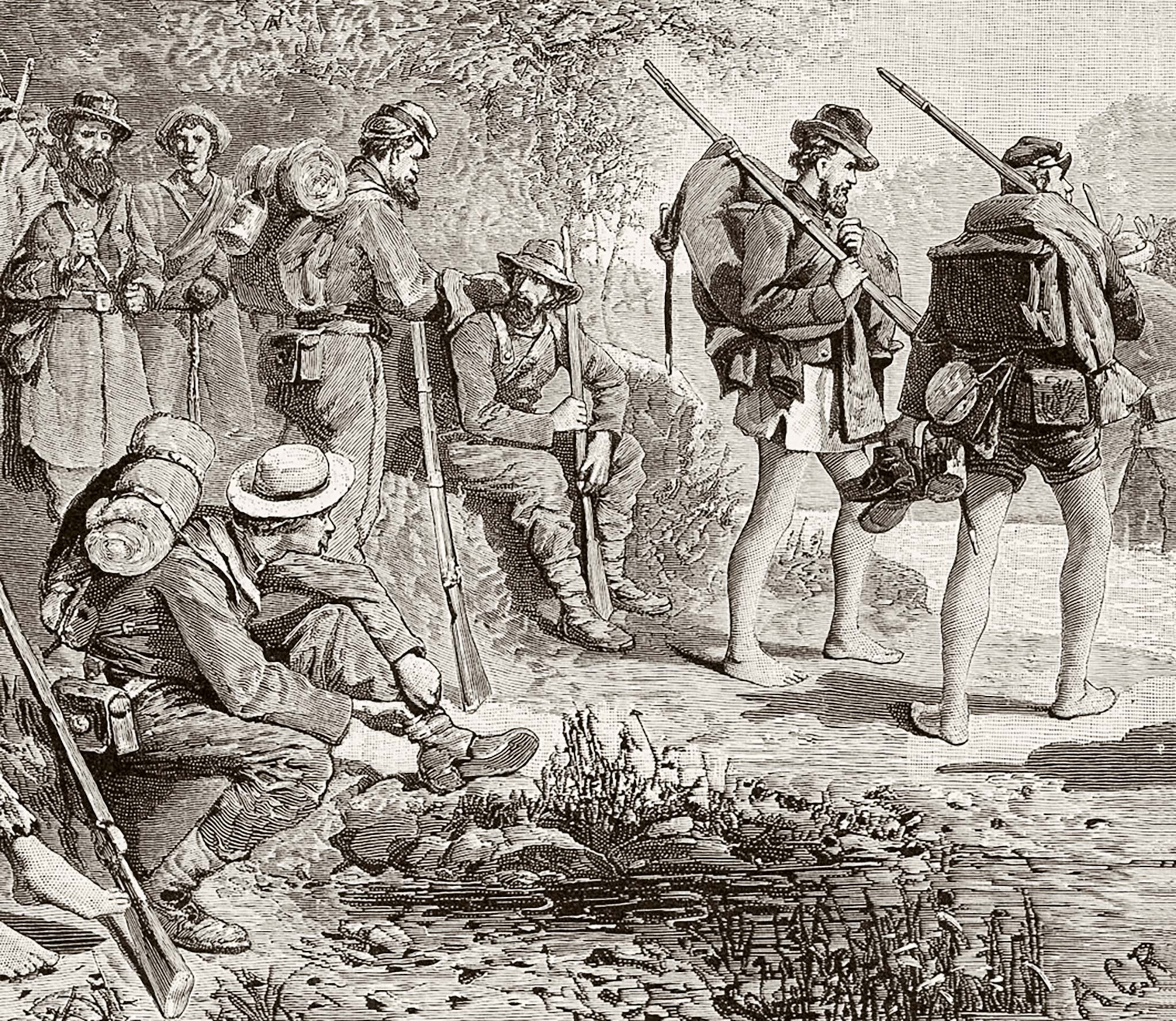 Lee’s men are about to ford the Potomac on their way north in this illustration.