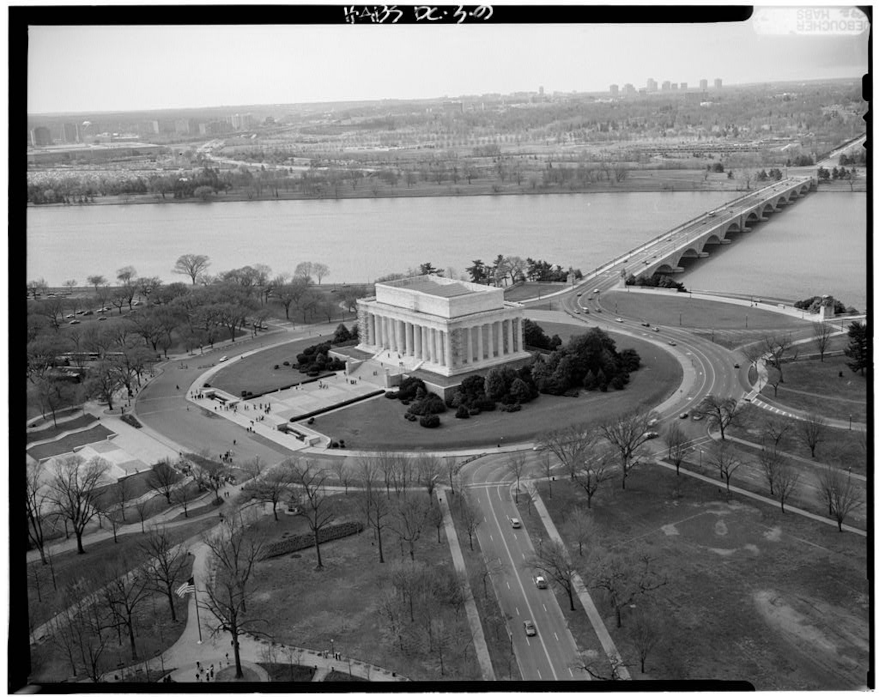 Aerial view from the northeast of the Lincoln Memorial, West Potomac Park