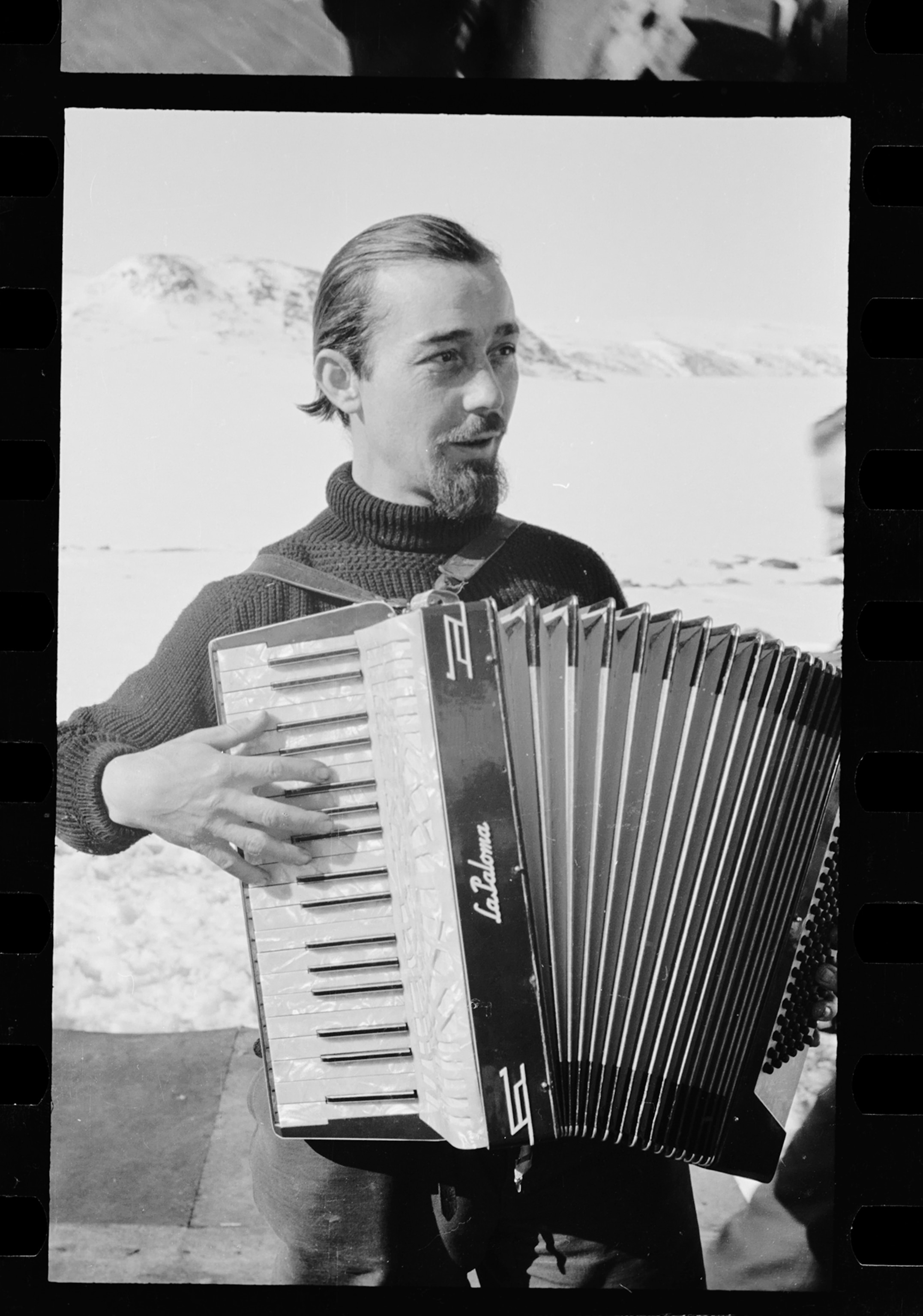 Gustav Scheidweiler with an accordion.