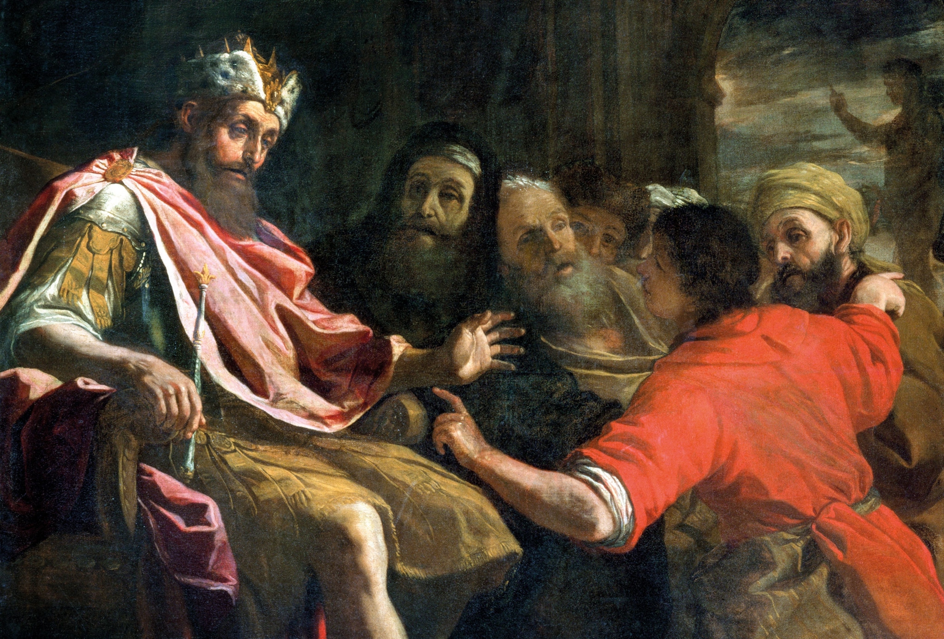 captive Daniel interprets Nebuchadrezzar II’s dream in an oil painting by Mattia Preti