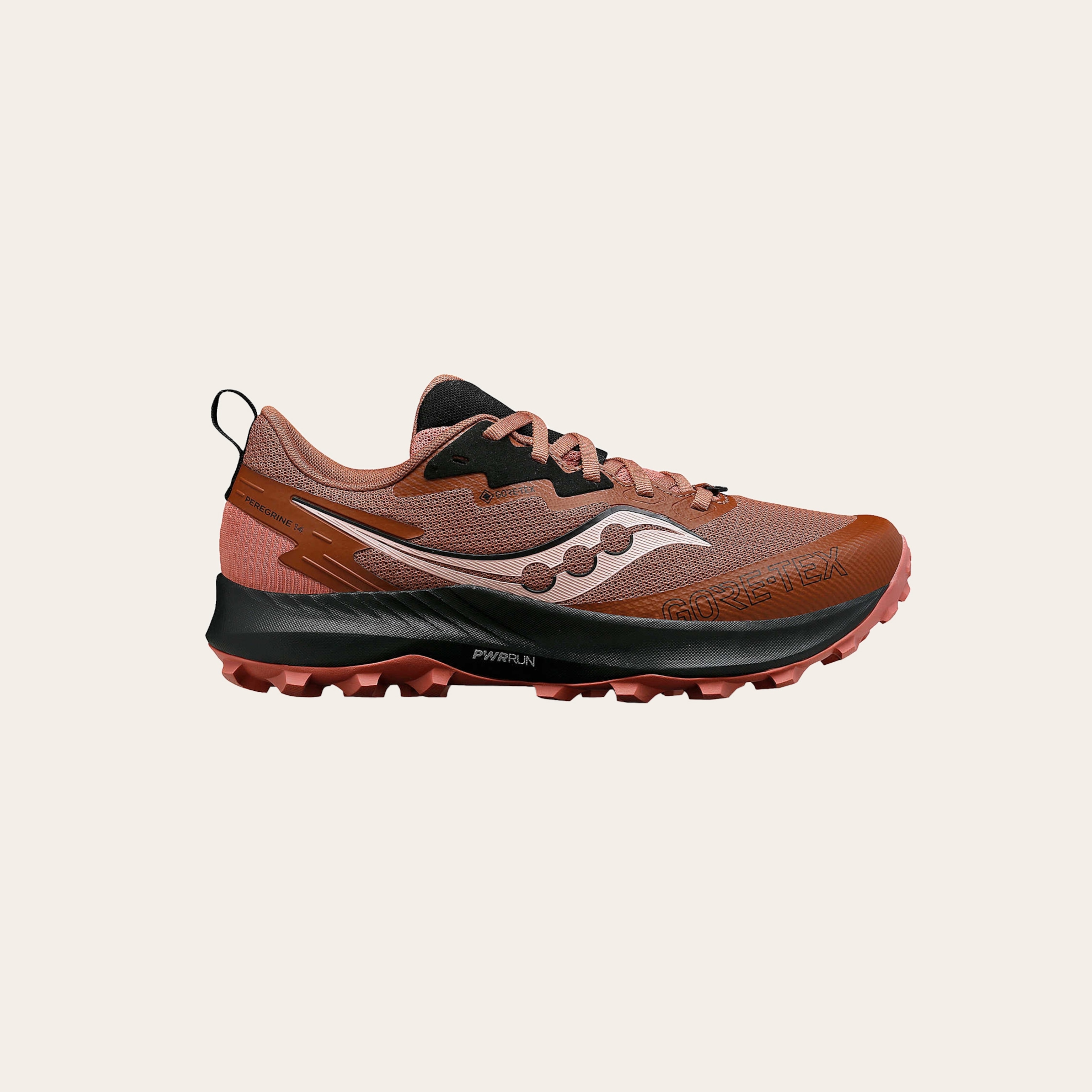Saucony Peregrine 14 GTX women's trail running shoes.