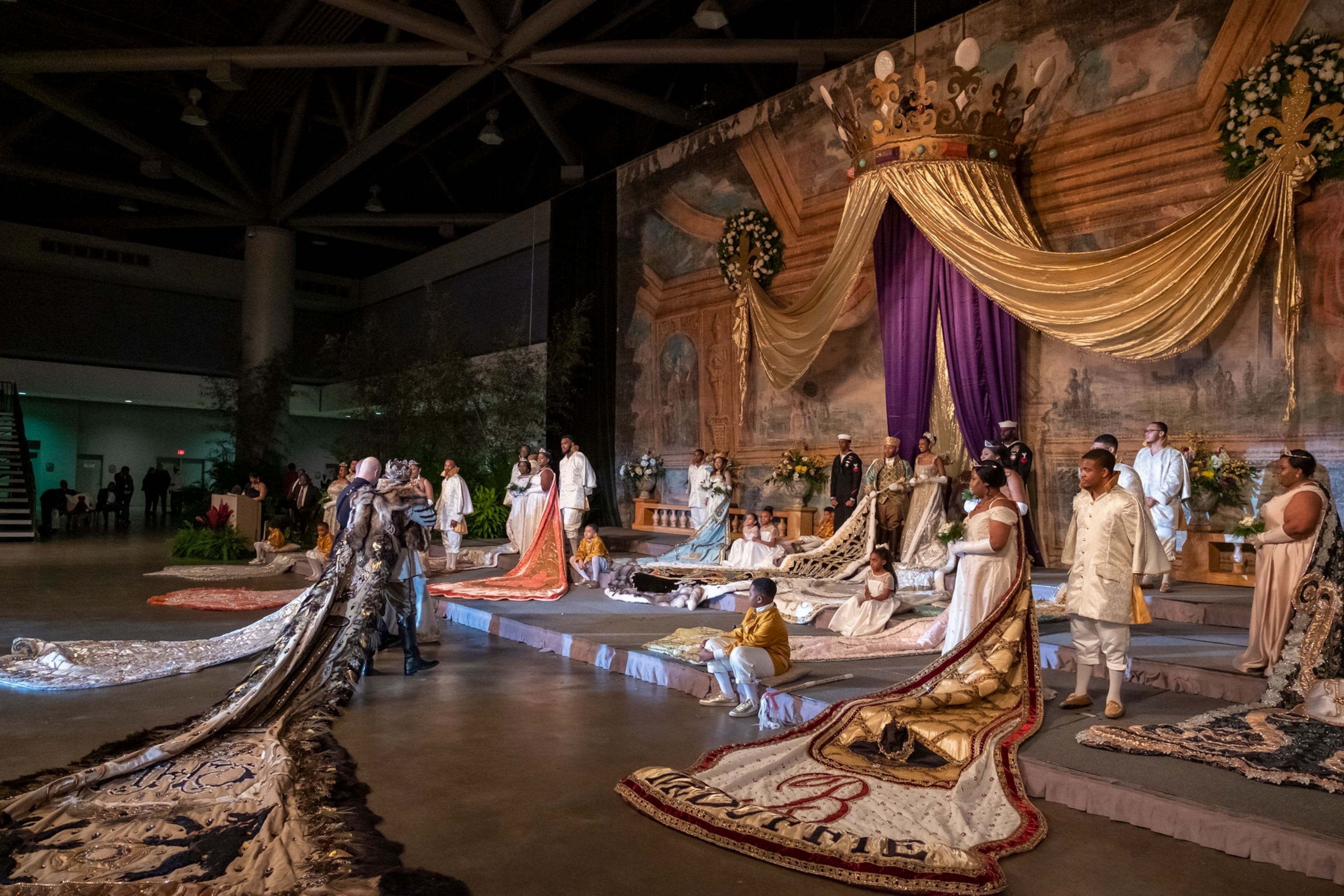 The MCA King and Queen greet the MAMGA King and Queen at their Royal coronation during Mardi Gras