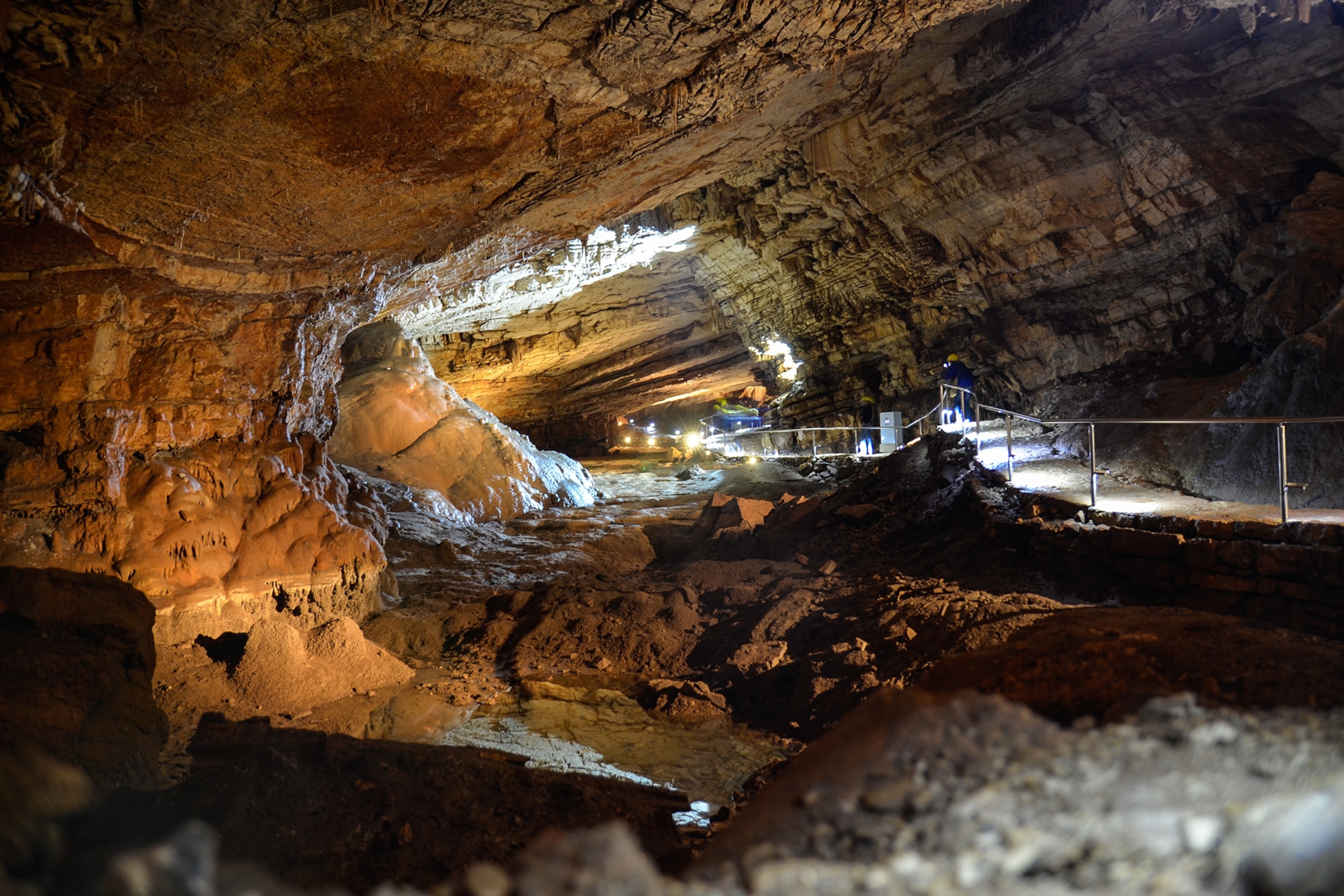 Cave with visitor paths leading underground