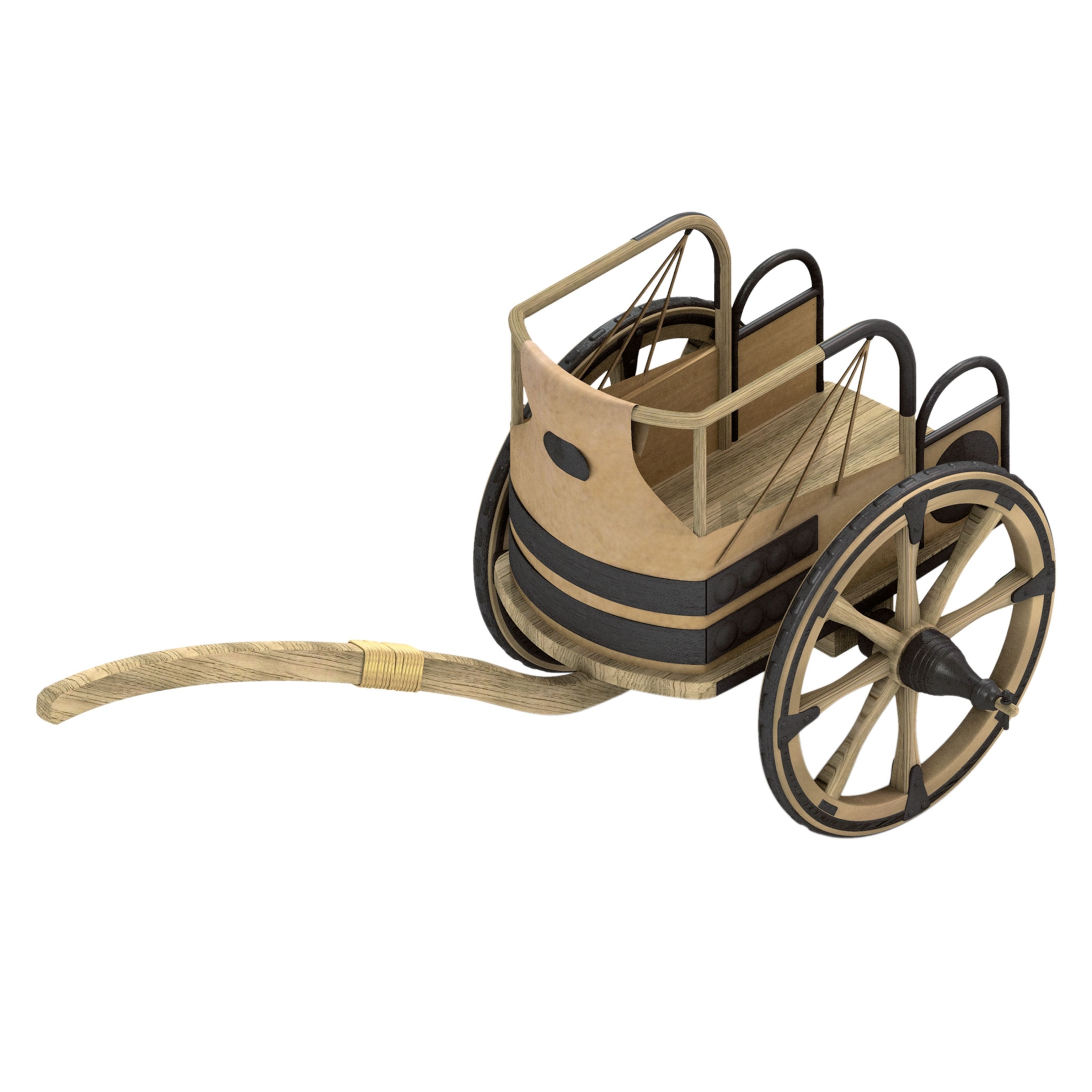 a brown wooden chariot