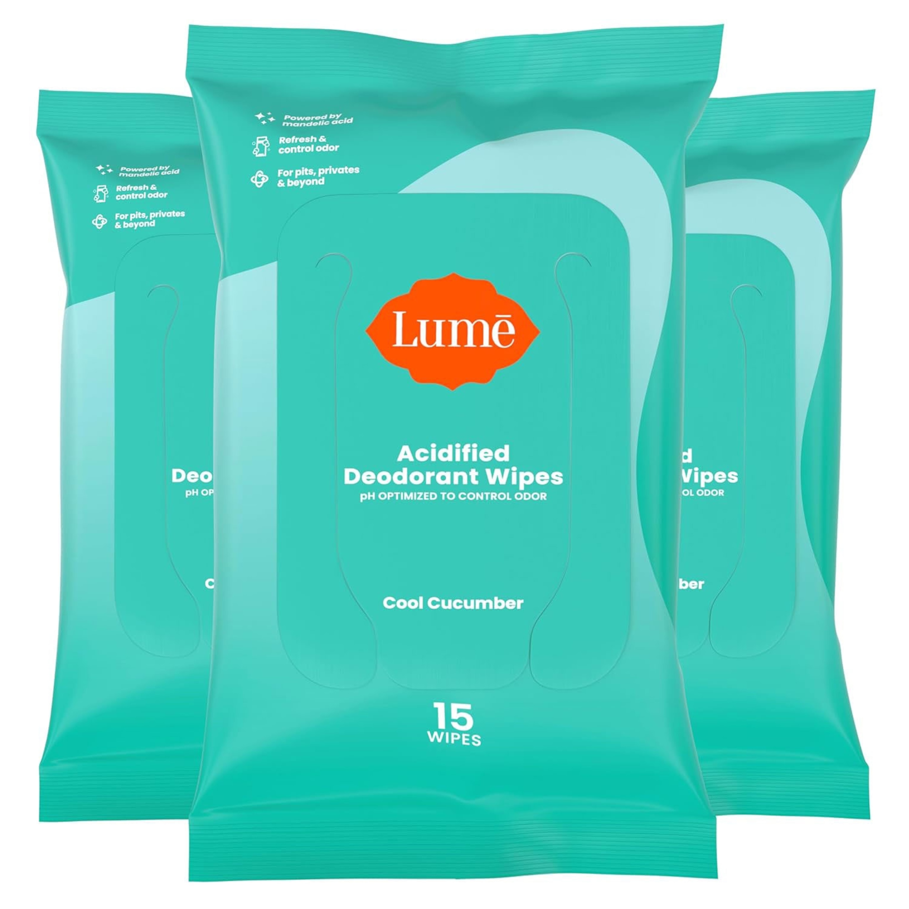 Three blue packages of wipes.