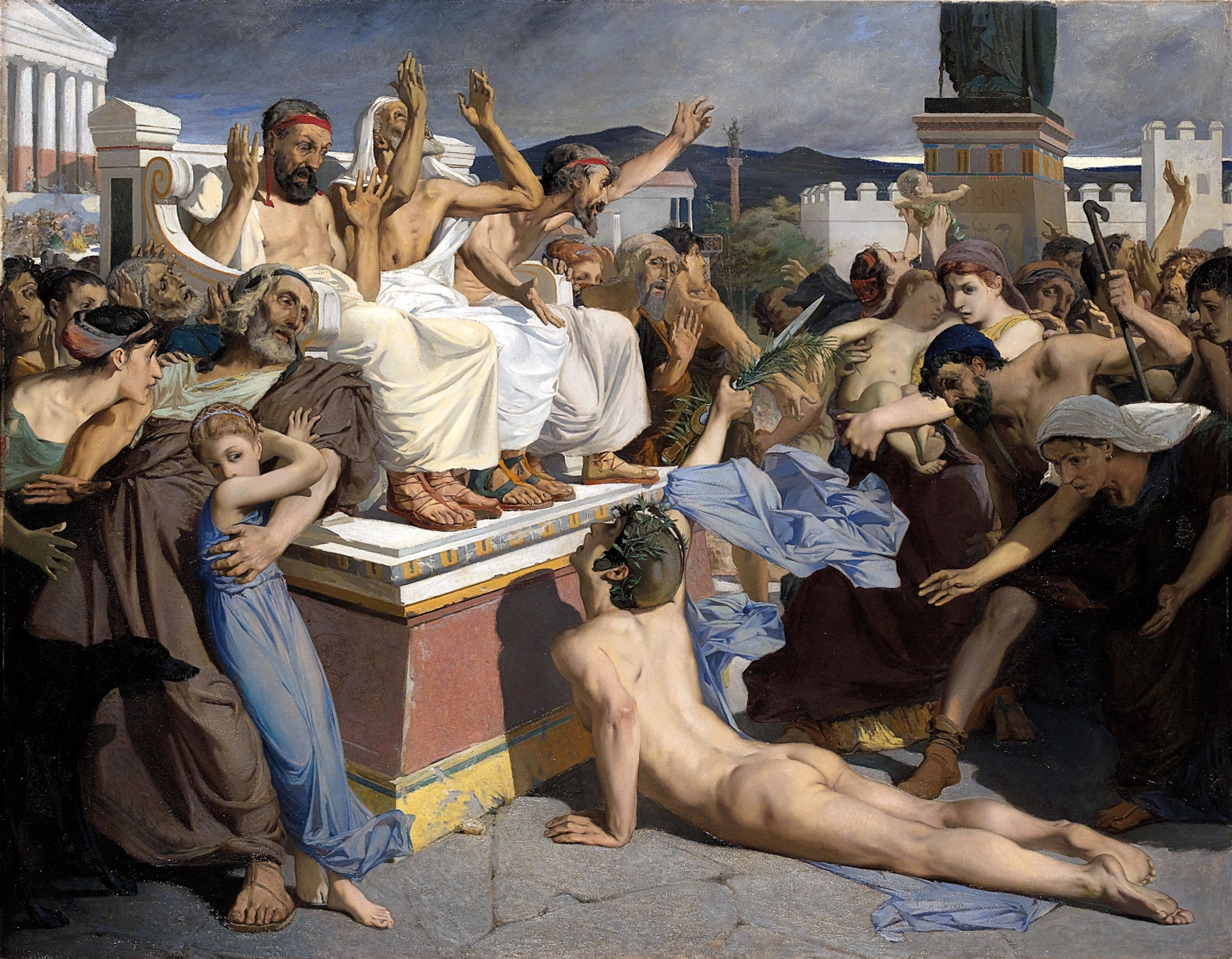 Pheidippides delivering message of victory