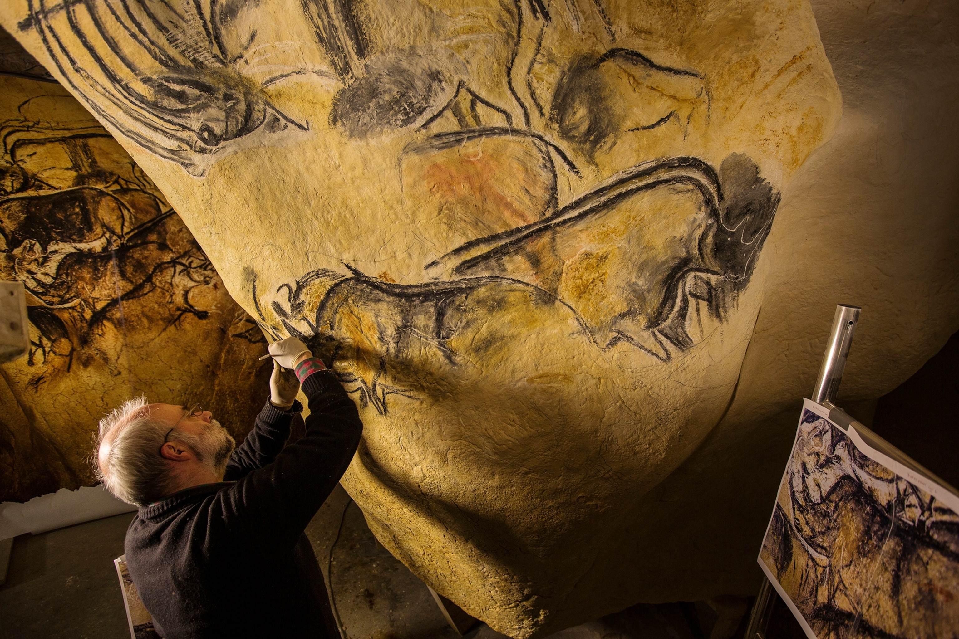 The Horse Panel in Chauvet Cave, Ardeche France. The charcaol in these paintings has been dated to 30,000 years BCE.