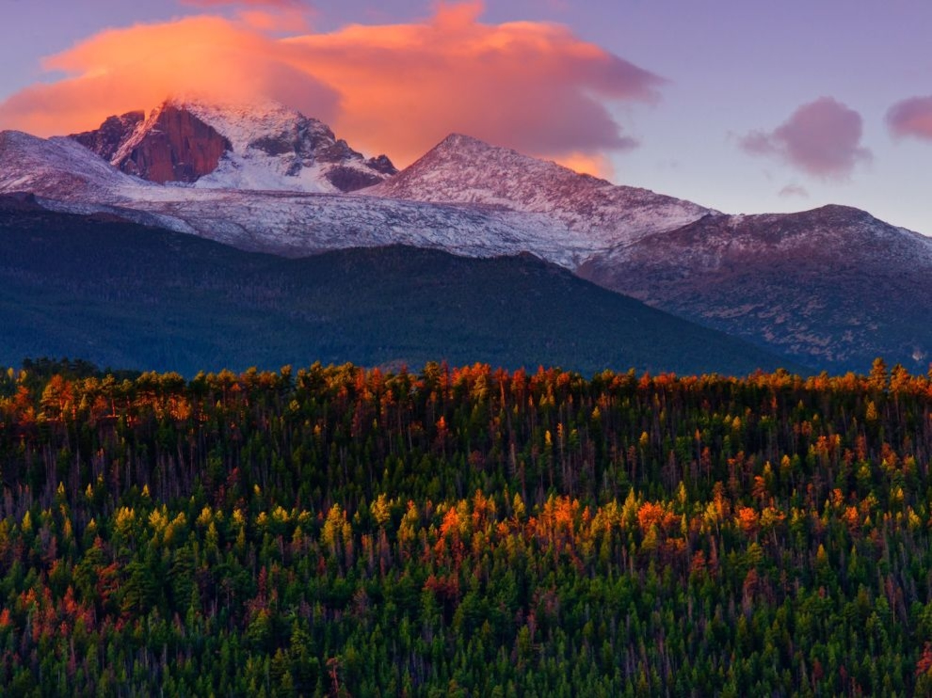 Longs Peak at sunrise in Rocky Mountain National Park, Colorado
