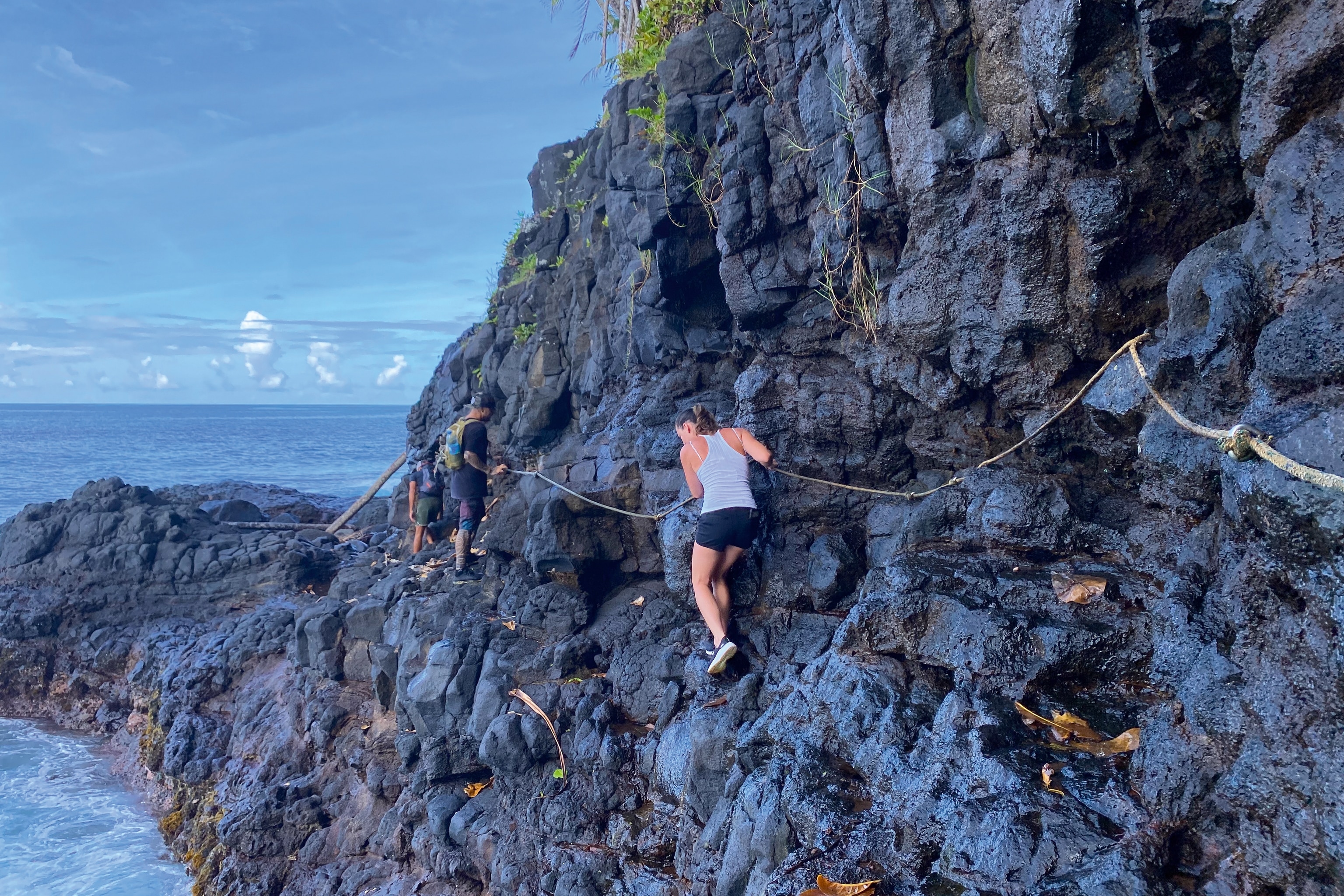 Rope trail on cliff