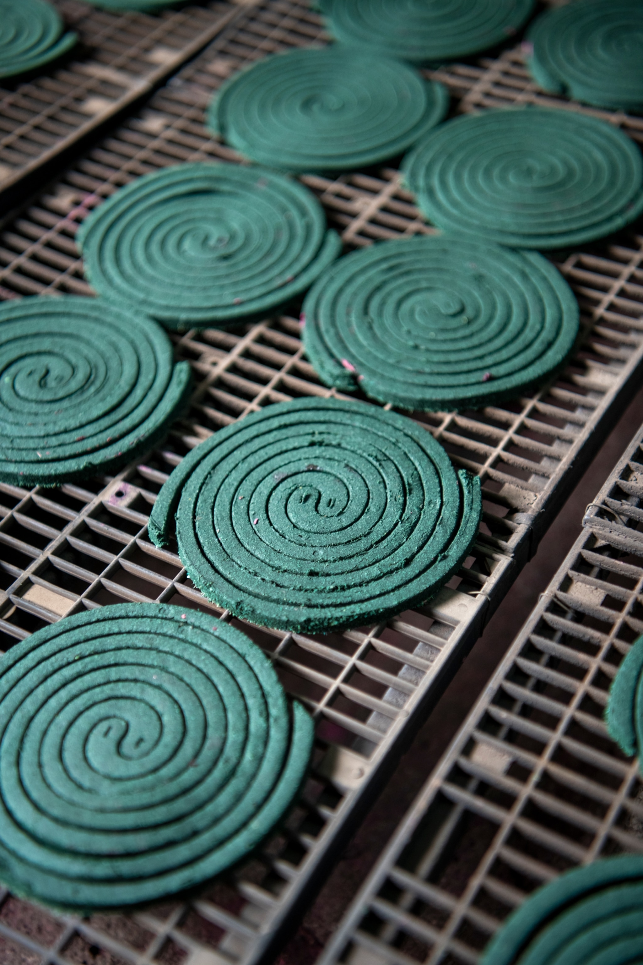 green swirls of mosquito coils