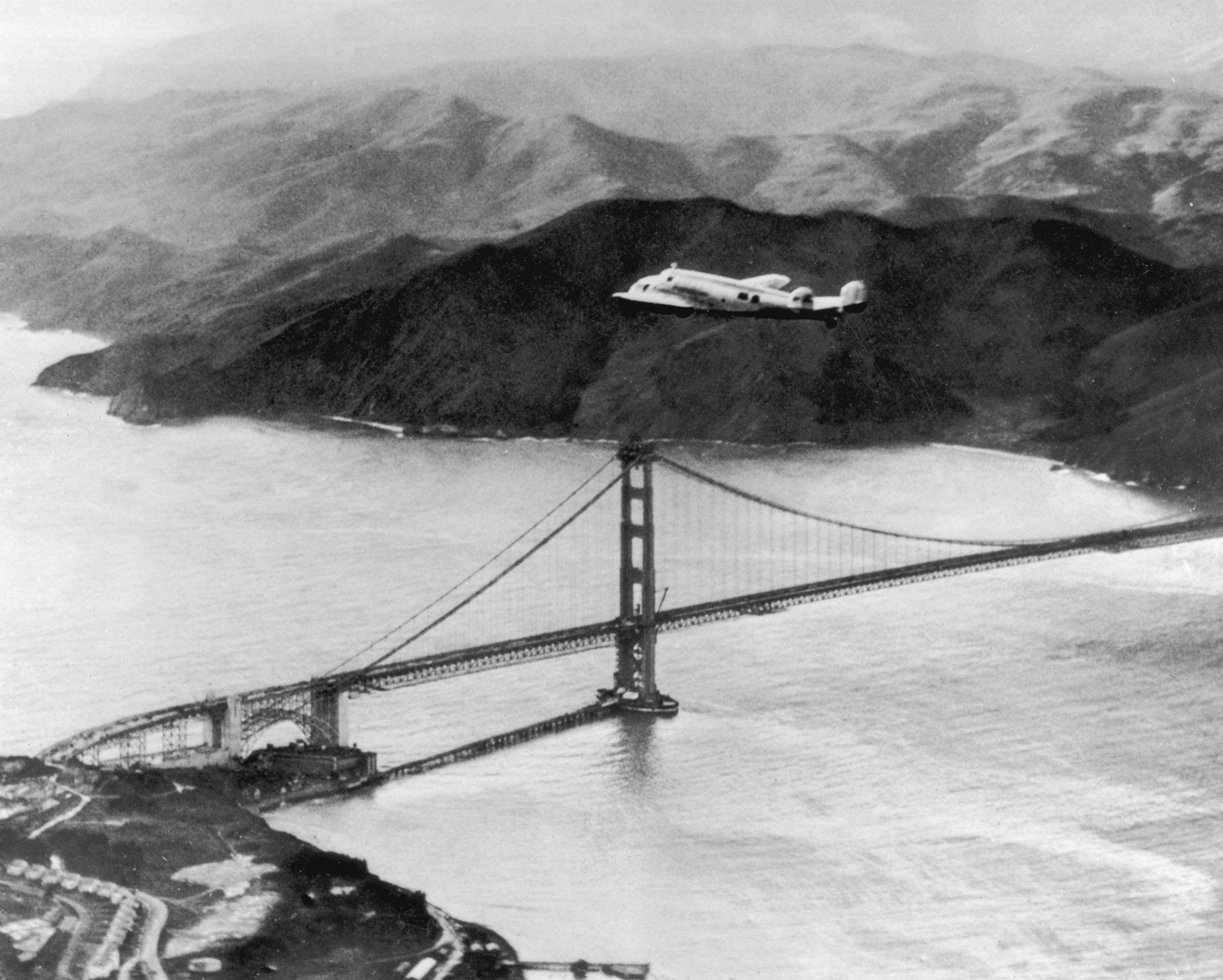 Amelia Earhart flying her plane the Electra