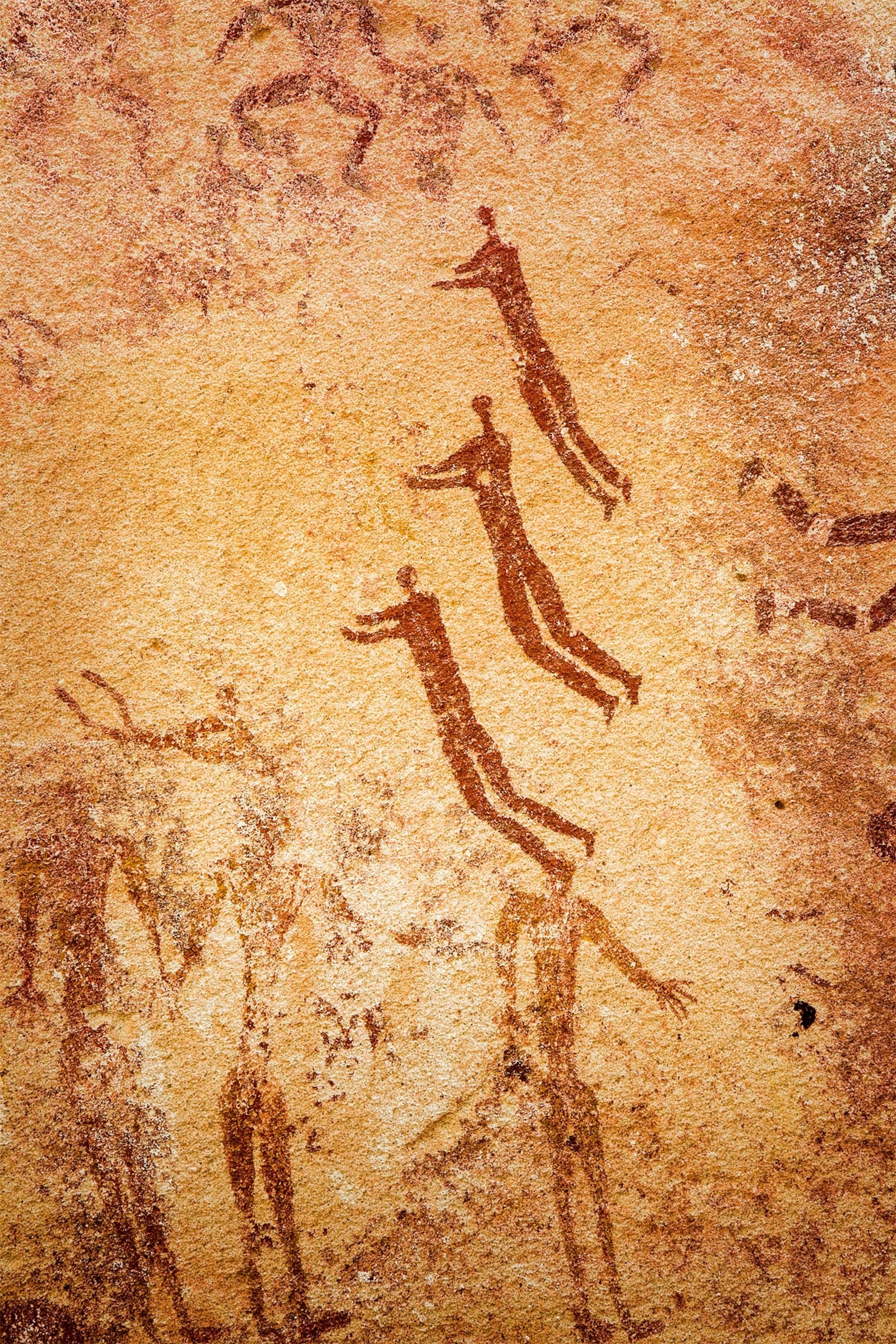 Like the cave at Gelf Kebir, human figures, perhaps swimmers, appear to float on the walls.