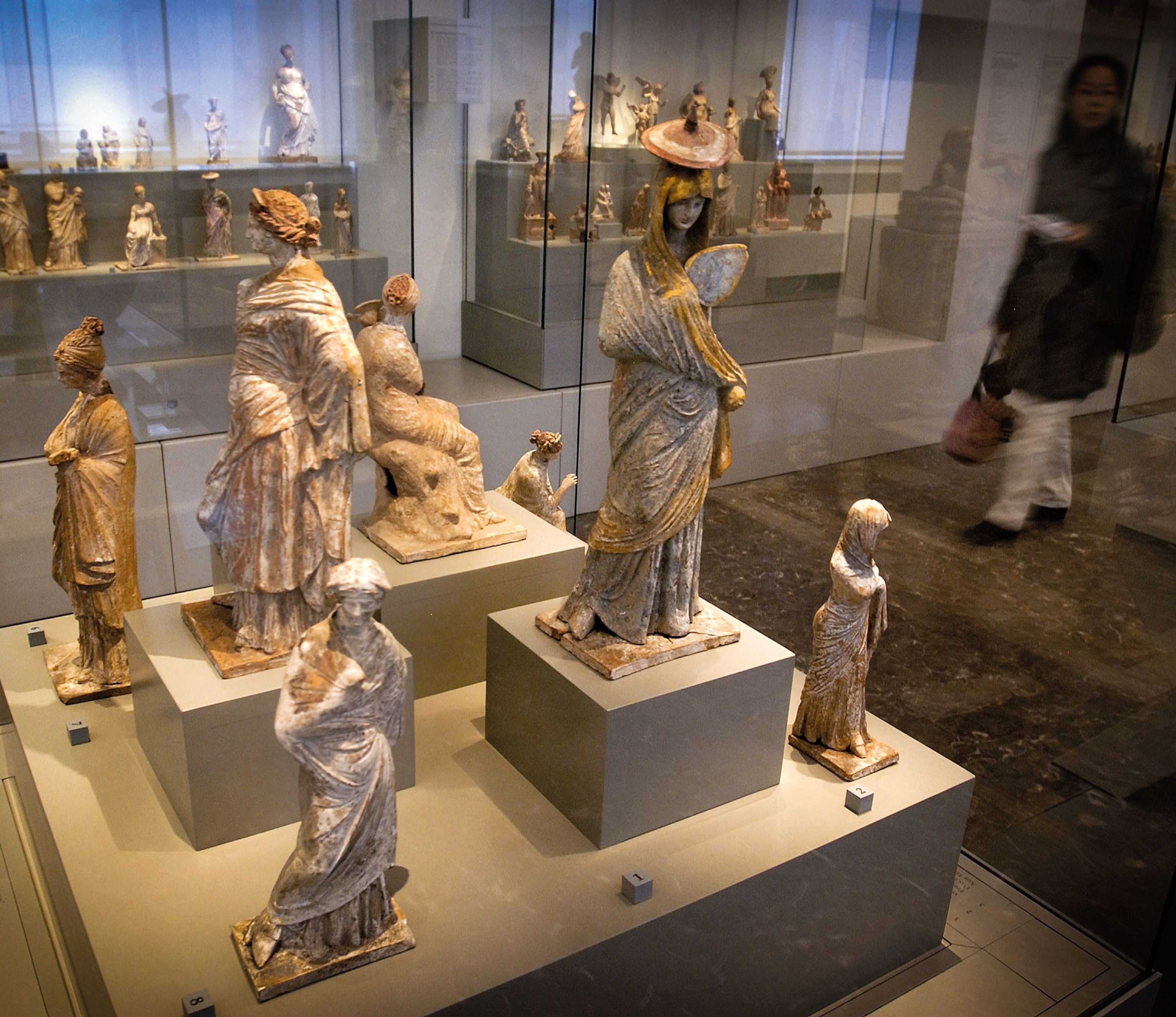 Tanagra figurines displayed in a 2008 exhibition at the Altes Museum in Berlin