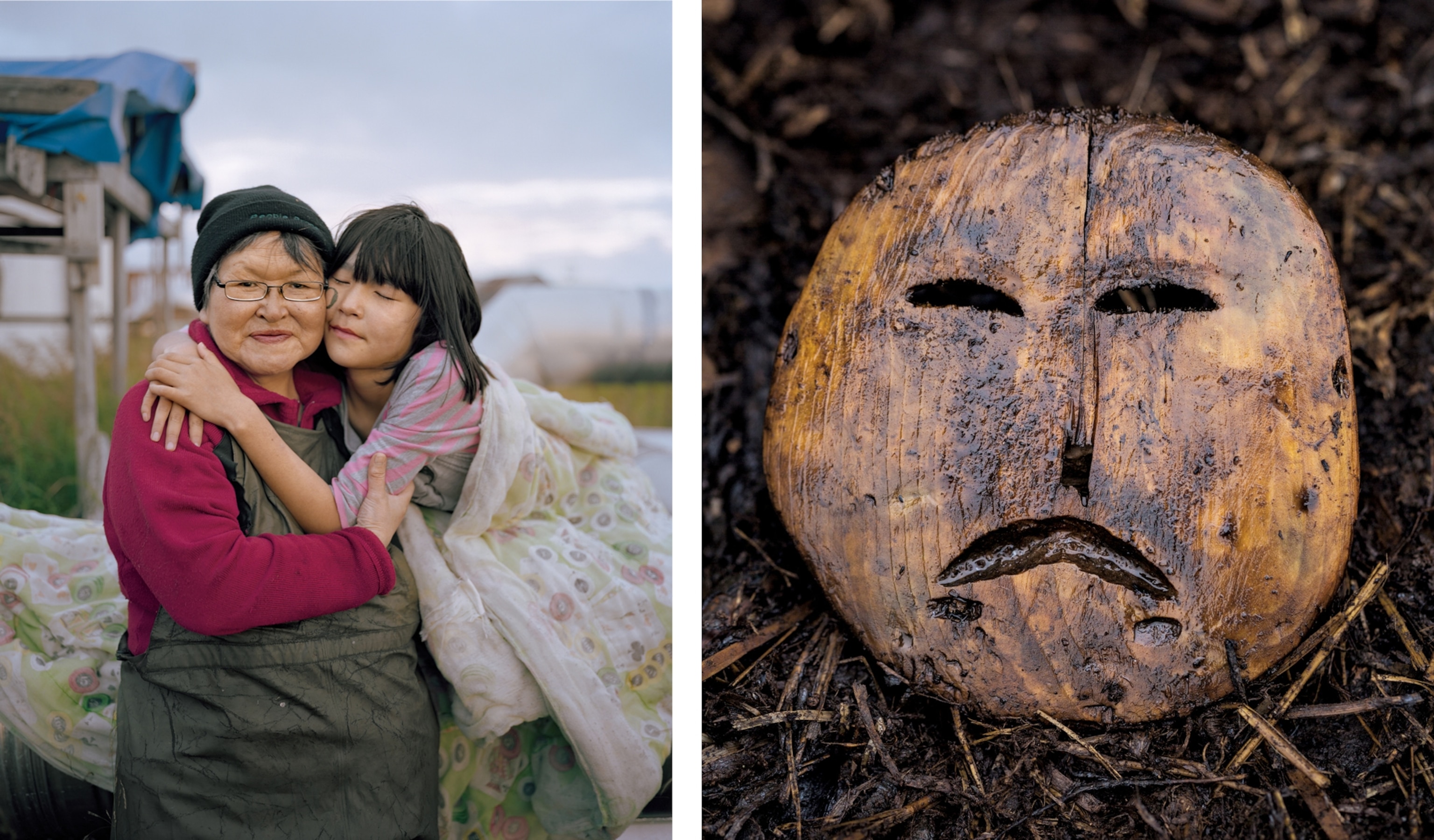 mother, daughter and mask