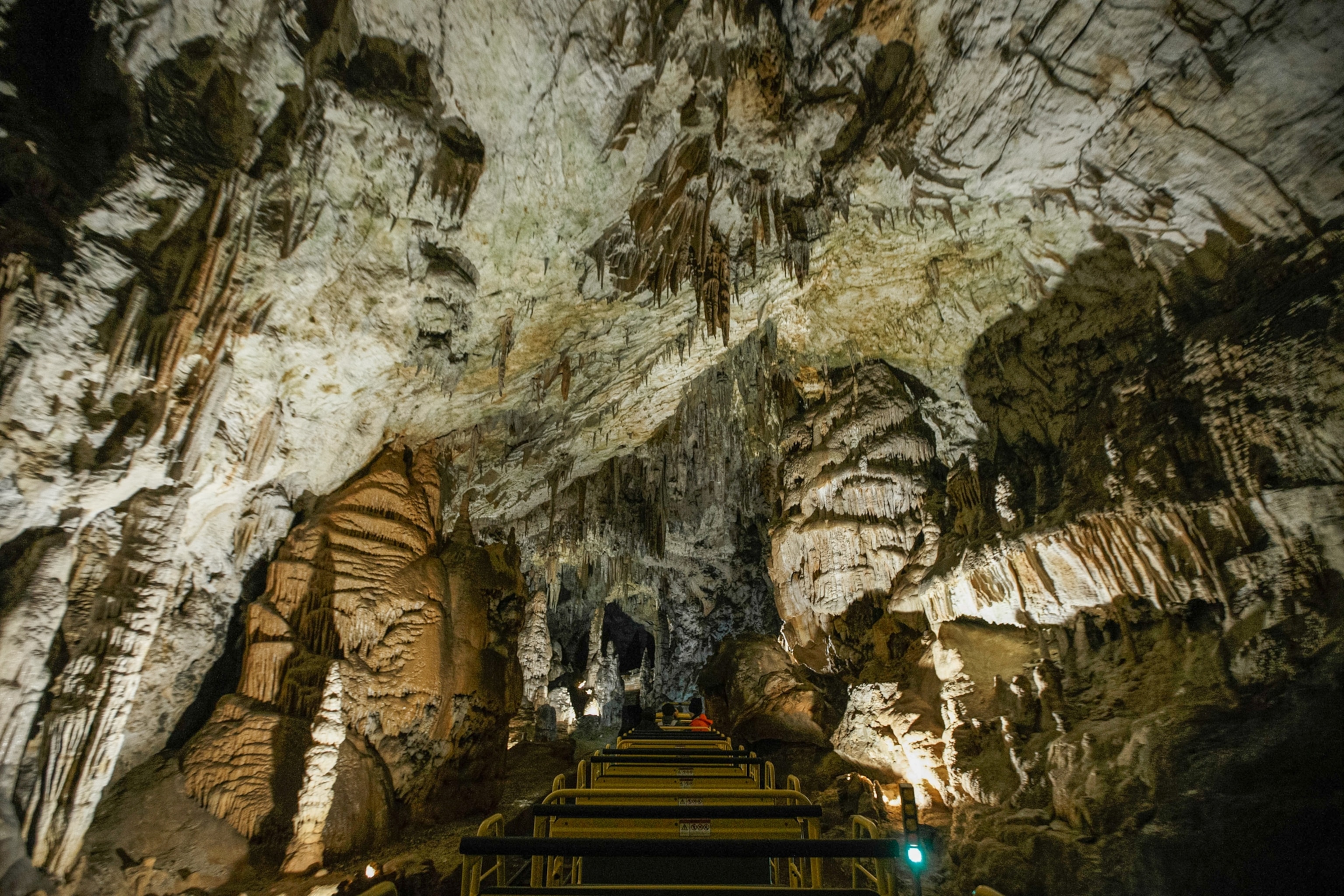 view of Postojna Cave in Slovenia from the underground train system