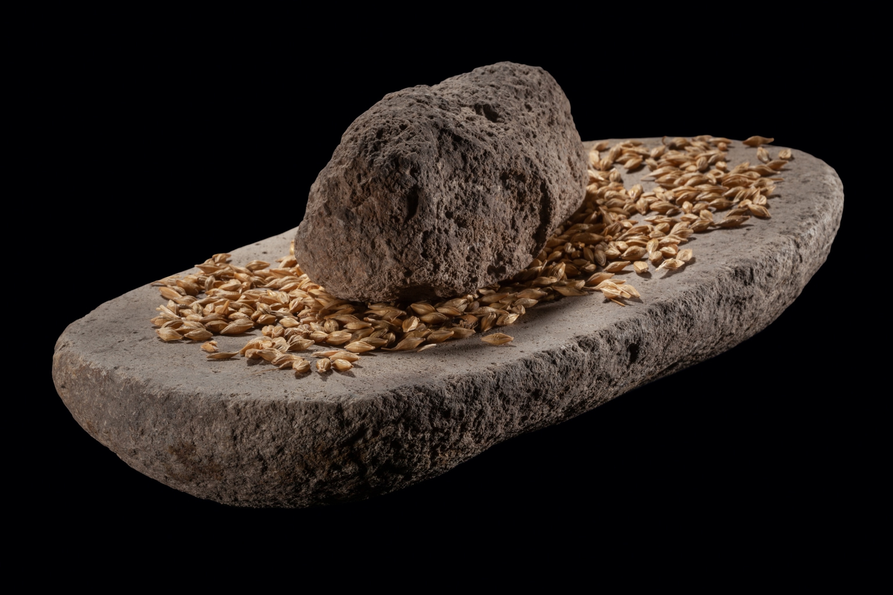 grindstone with grain on it.