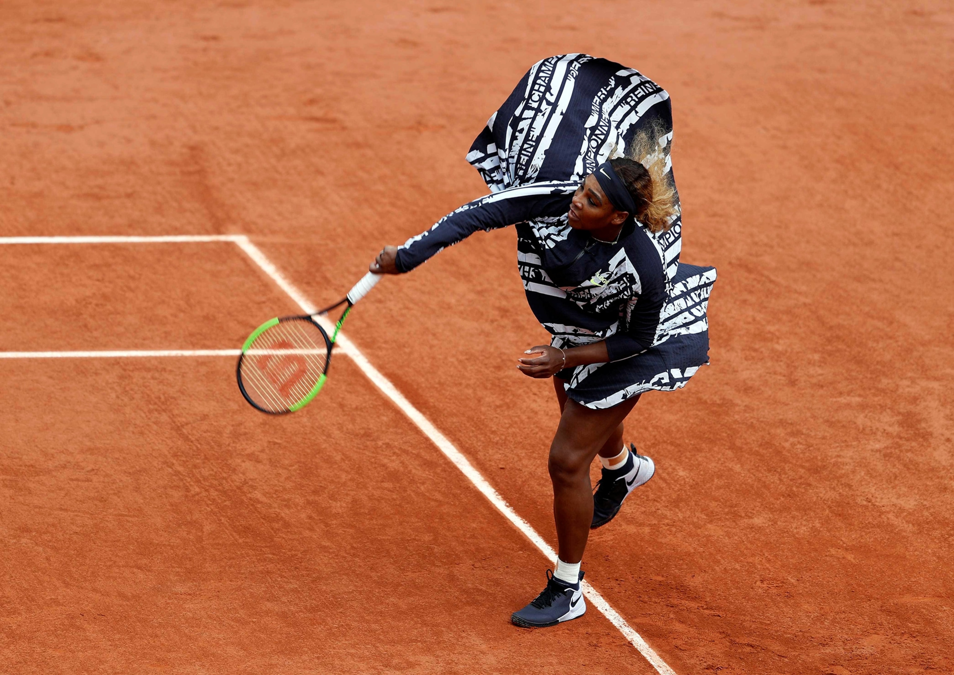 Serena Williams of the U.S. in action during her second round match against Japan's Kurumi Nara.